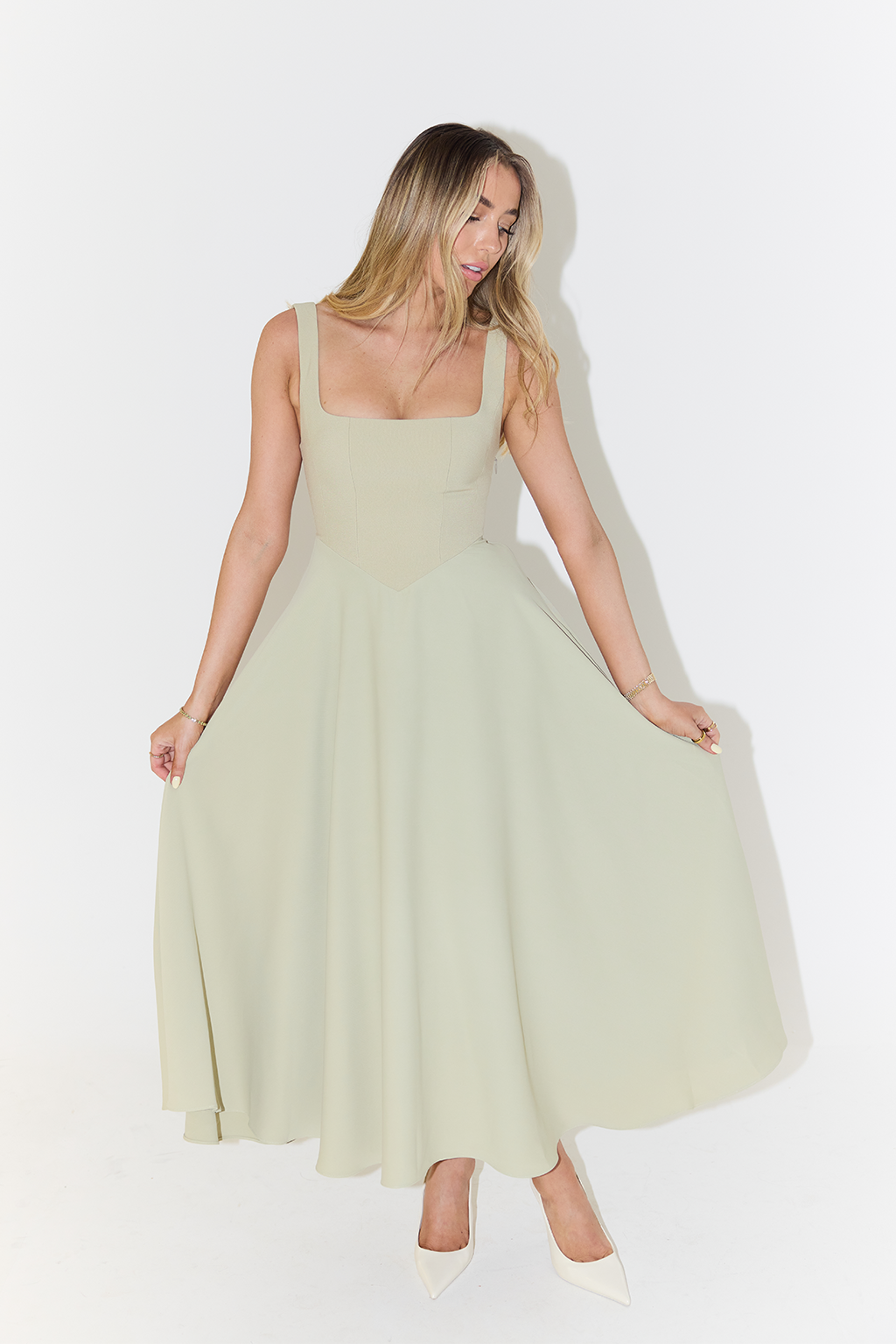Square Neck Midi Dress