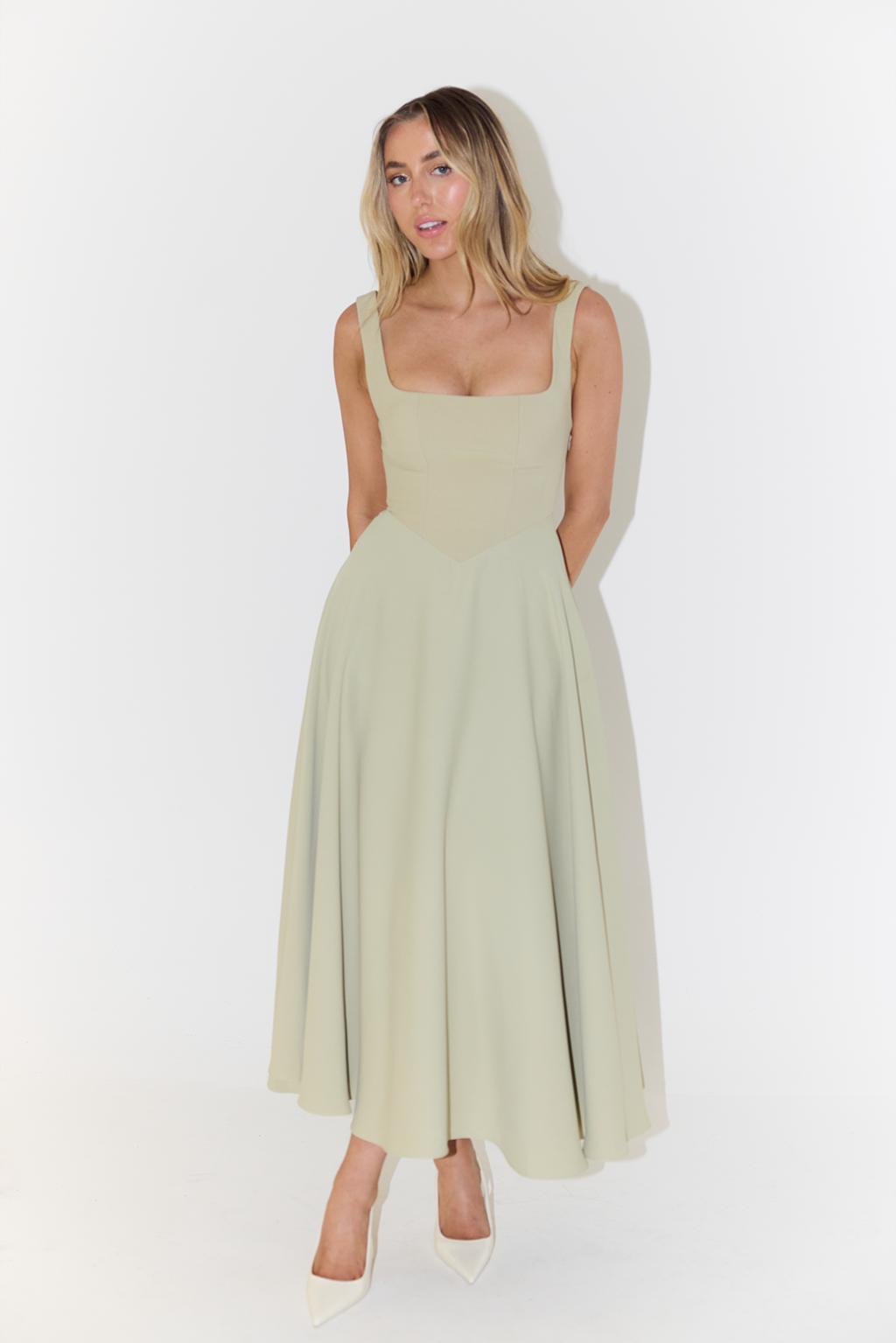 Square Neck Midi Dress Square Neck Midi Dress