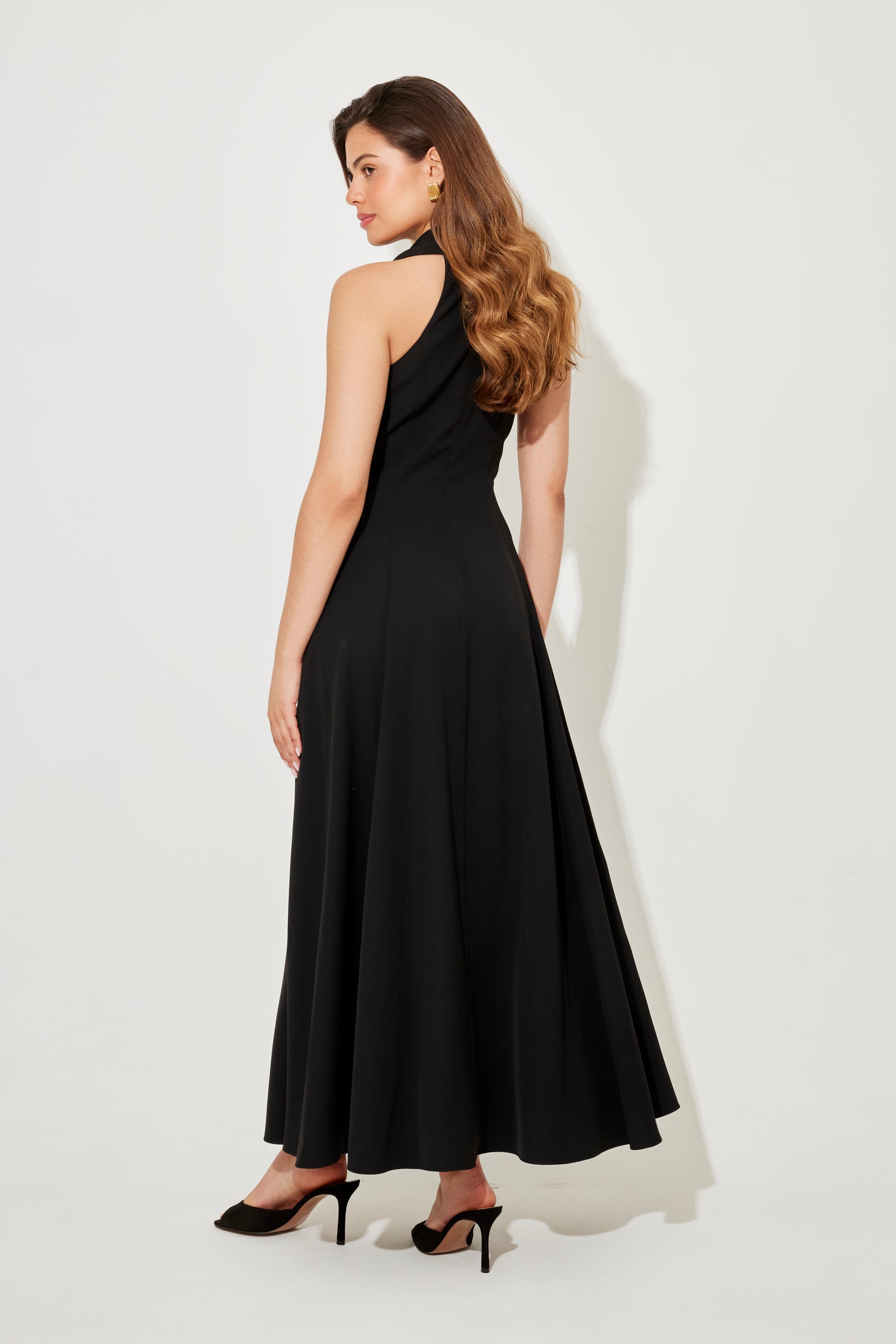 The Ultimate Muse Flowy Collar Maxi Dress | Black