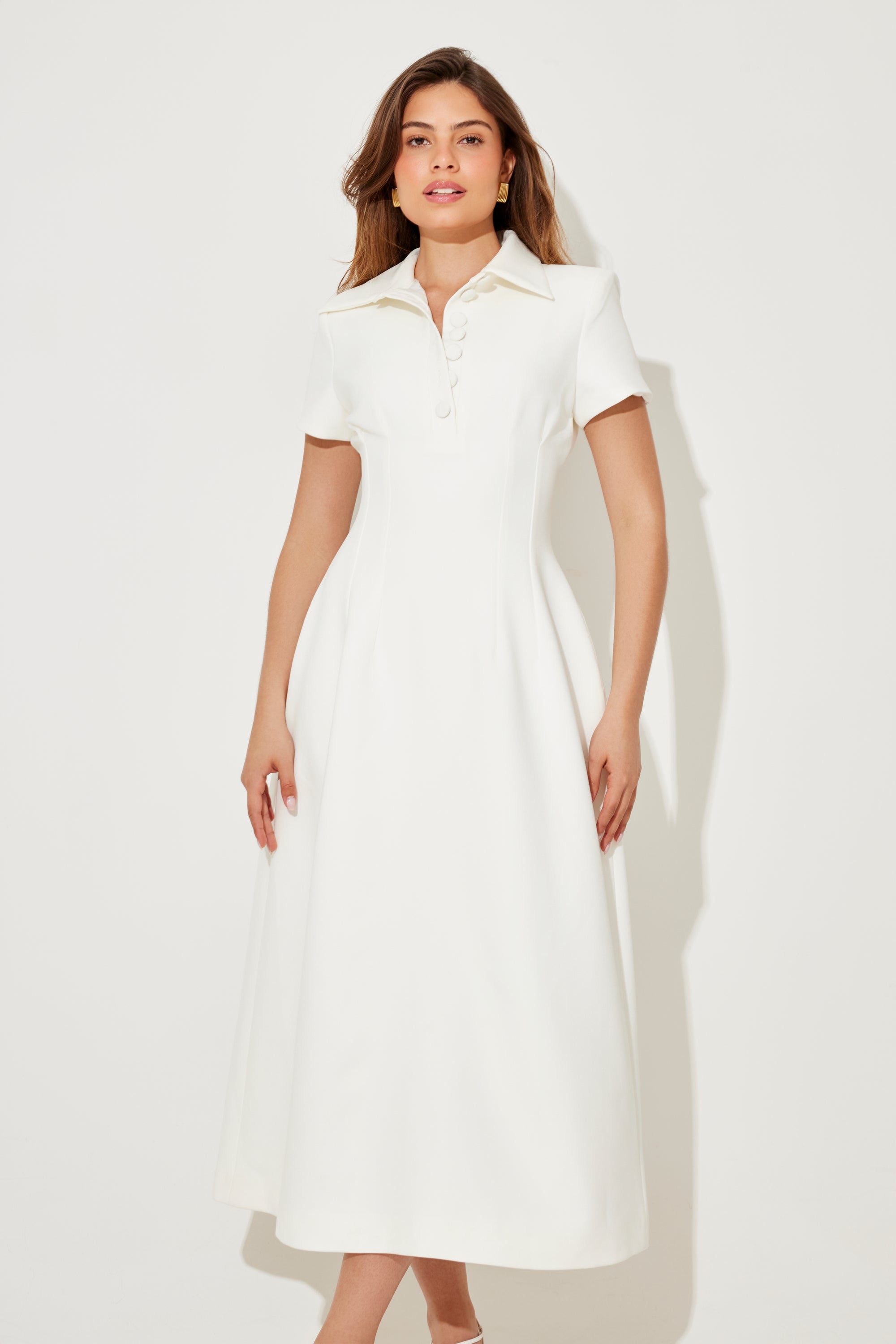 The Ultimate Muse Collared Midi Dress | White
