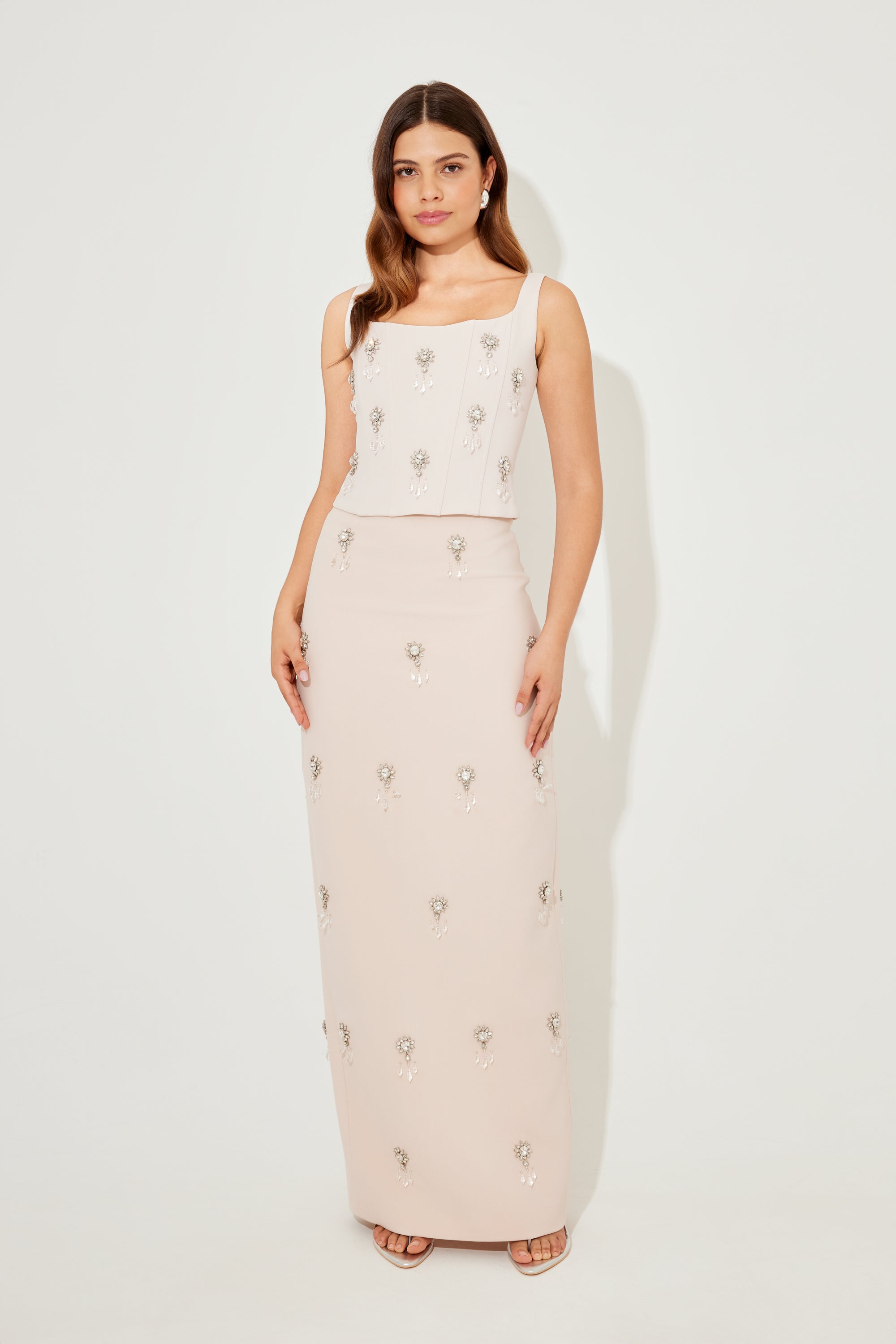 The Ultimate Muse Crystal Maxi Skirt | Blush