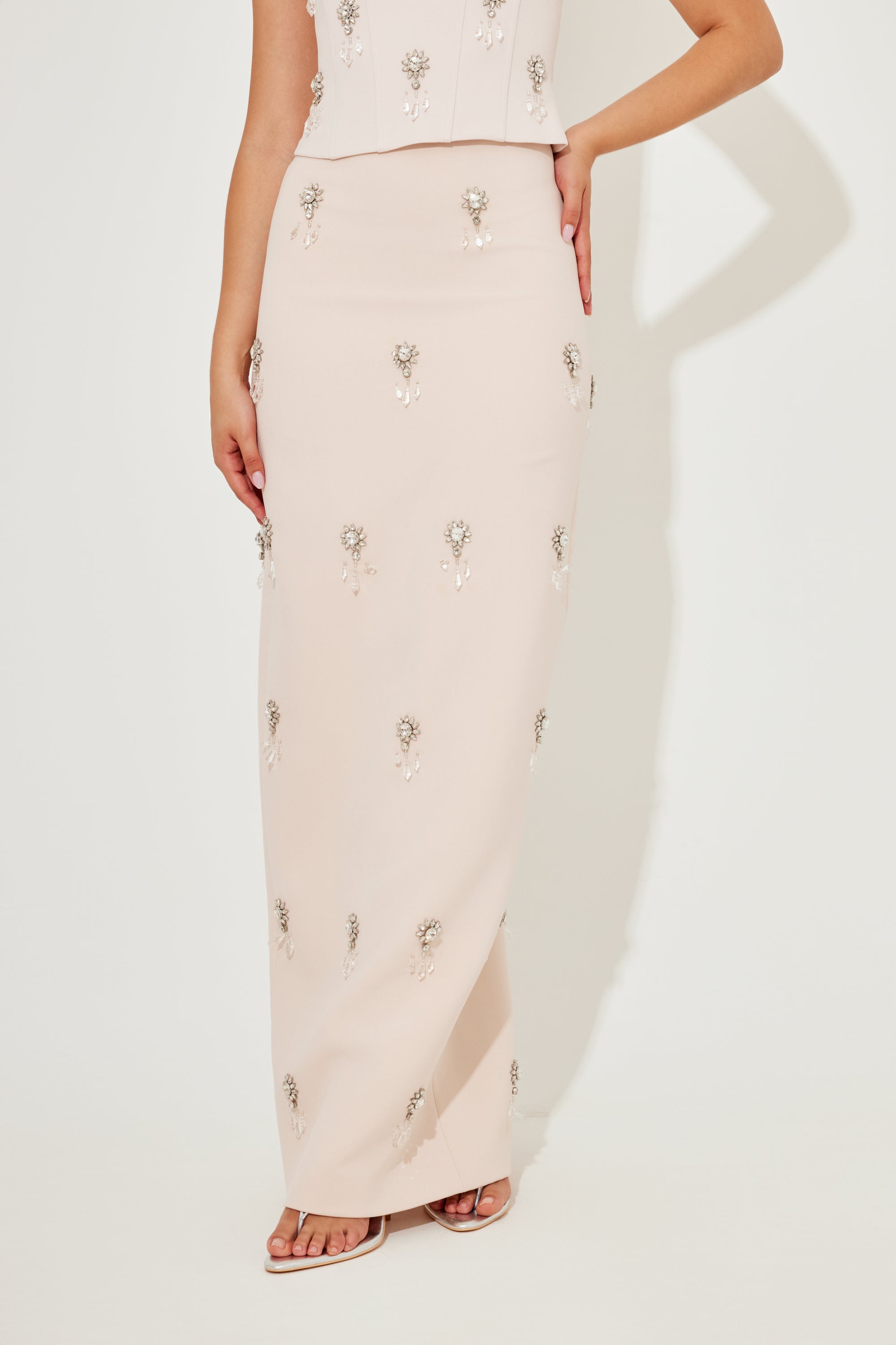 The Ultimate Muse Crystal Maxi Skirt | Blush