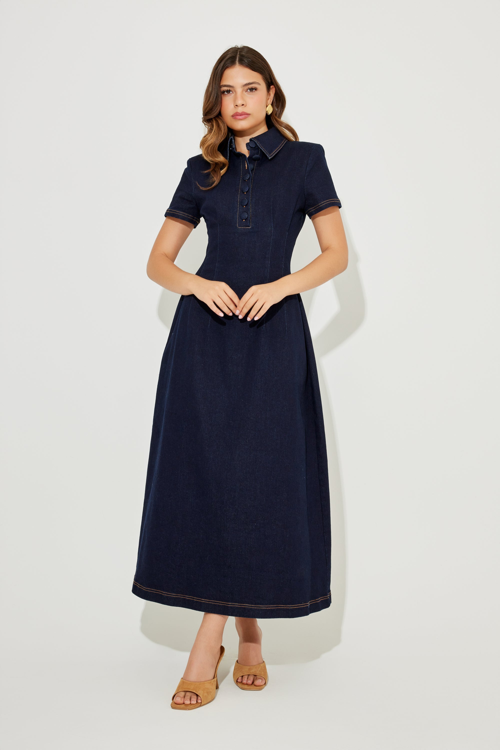 The Ultimate Muse Collared Midi Dress | Indigo Blue