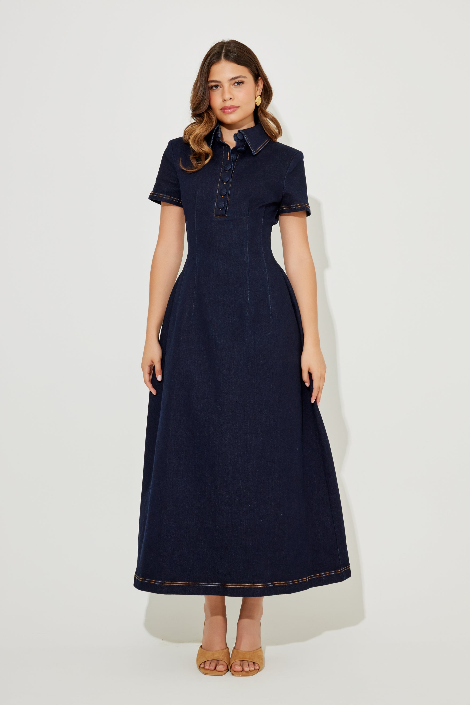 The Ultimate Muse Collared Midi Dress | Indigo Blue