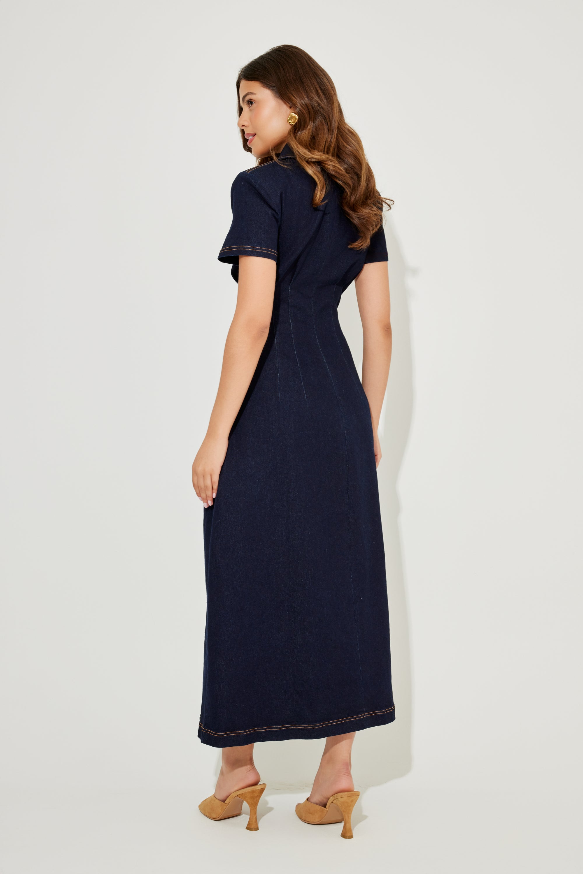 The Ultimate Muse Collared Midi Dress | Indigo Blue