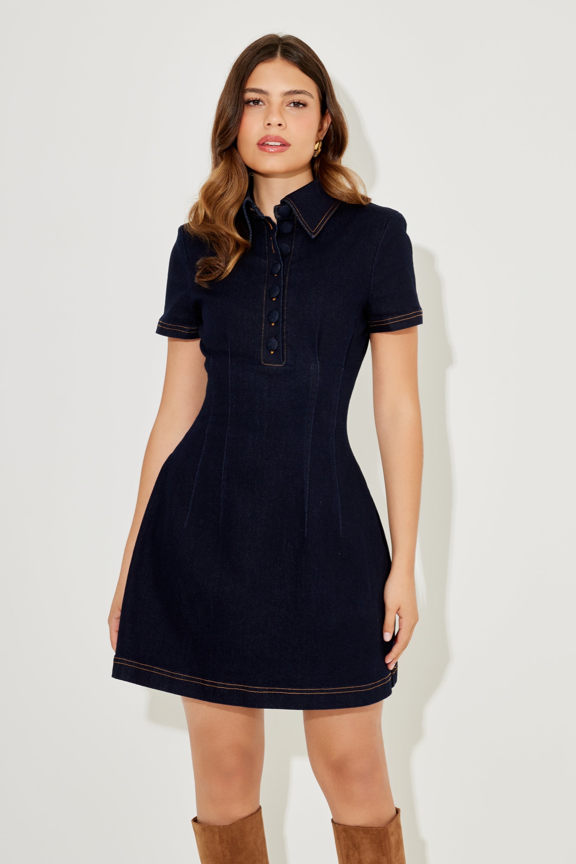 The Ultimate Muse Collared Mini Dress | Indigo Blue
