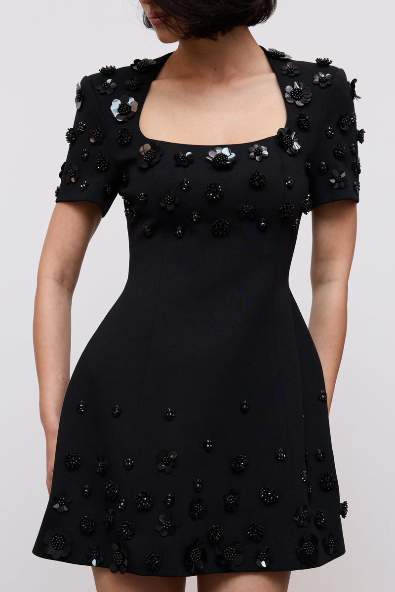 Embellished Appliqué Mini Dress