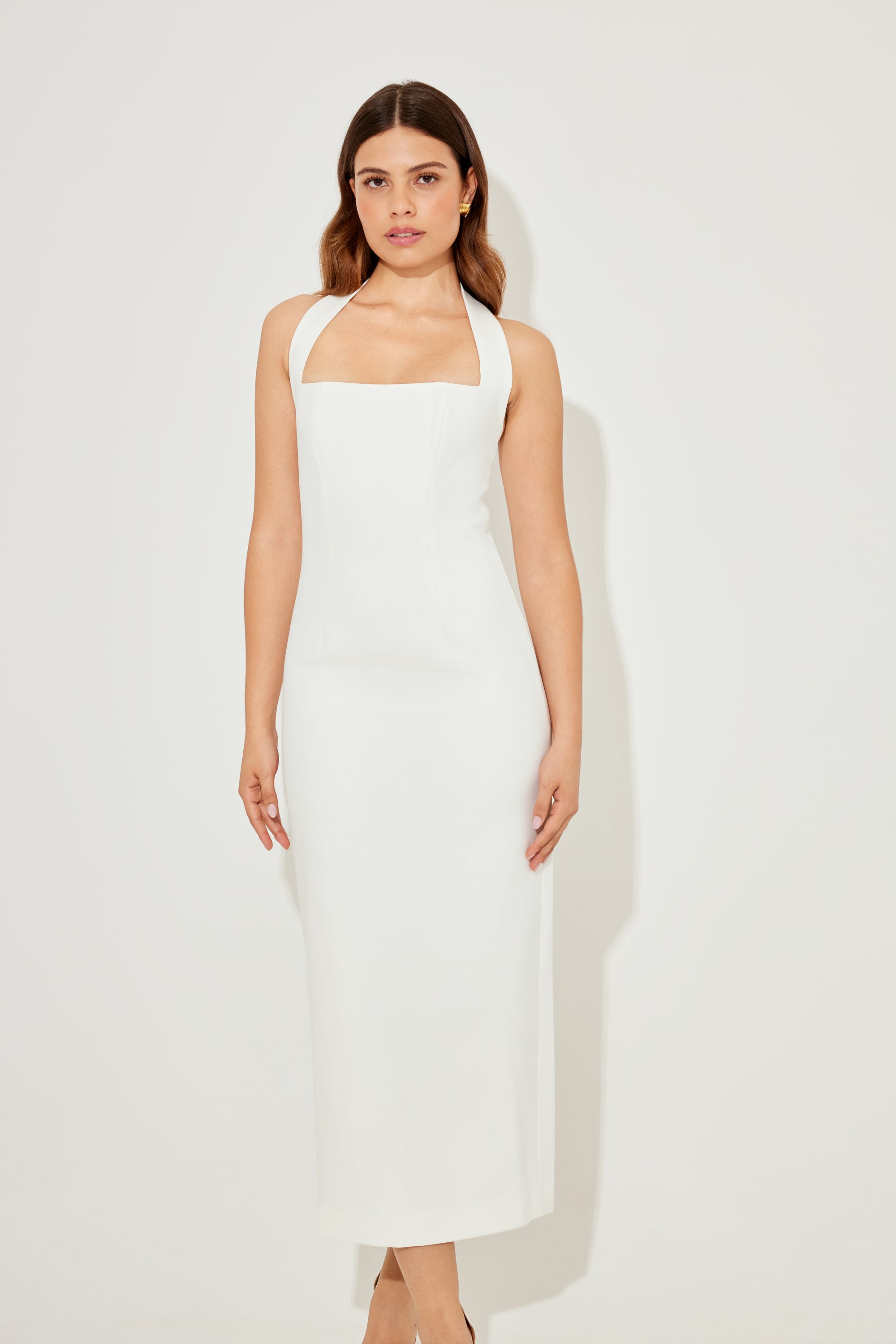 The Ultimate Muse Halter Neck Midi Dress | White