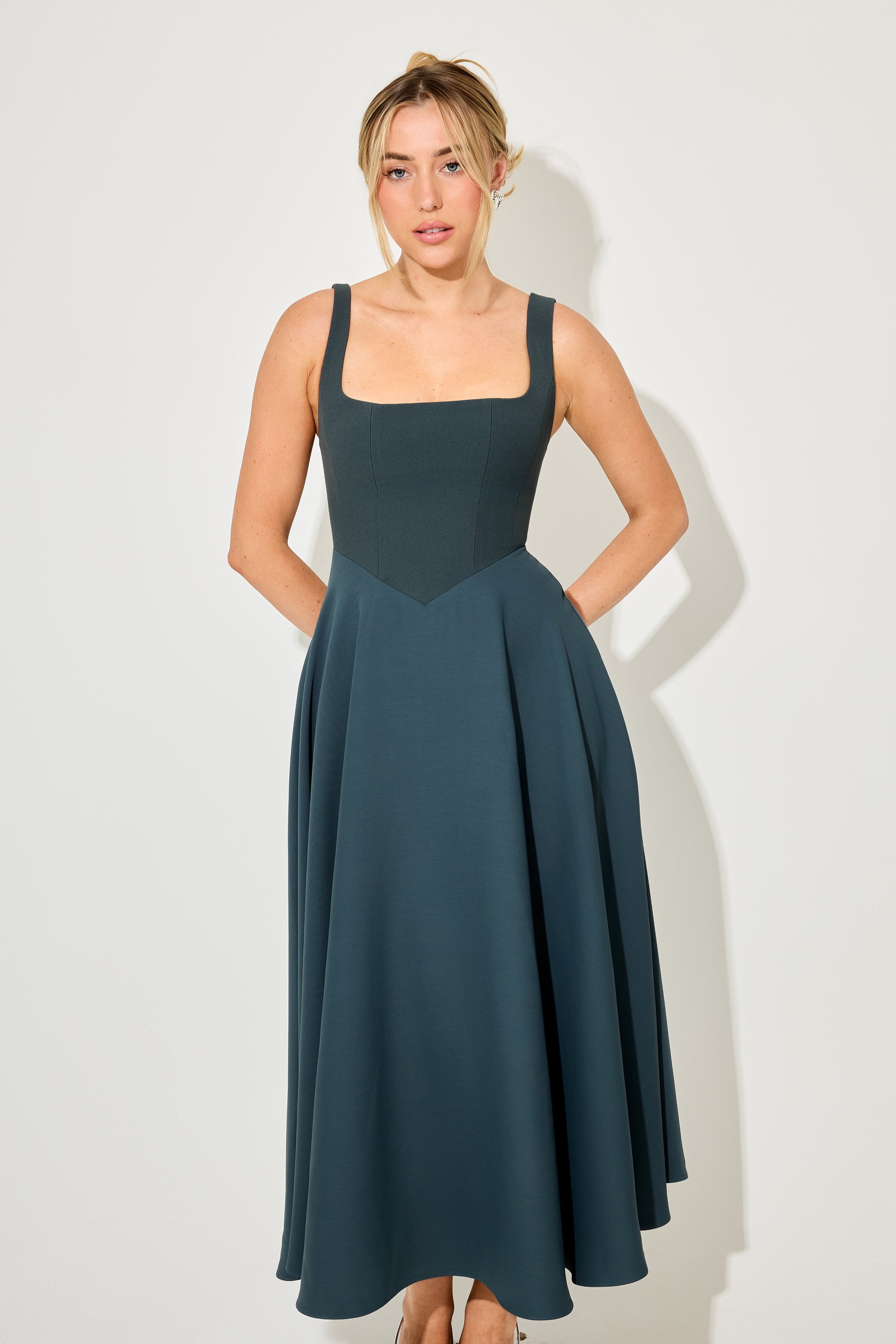 Square Neck Midi Dress