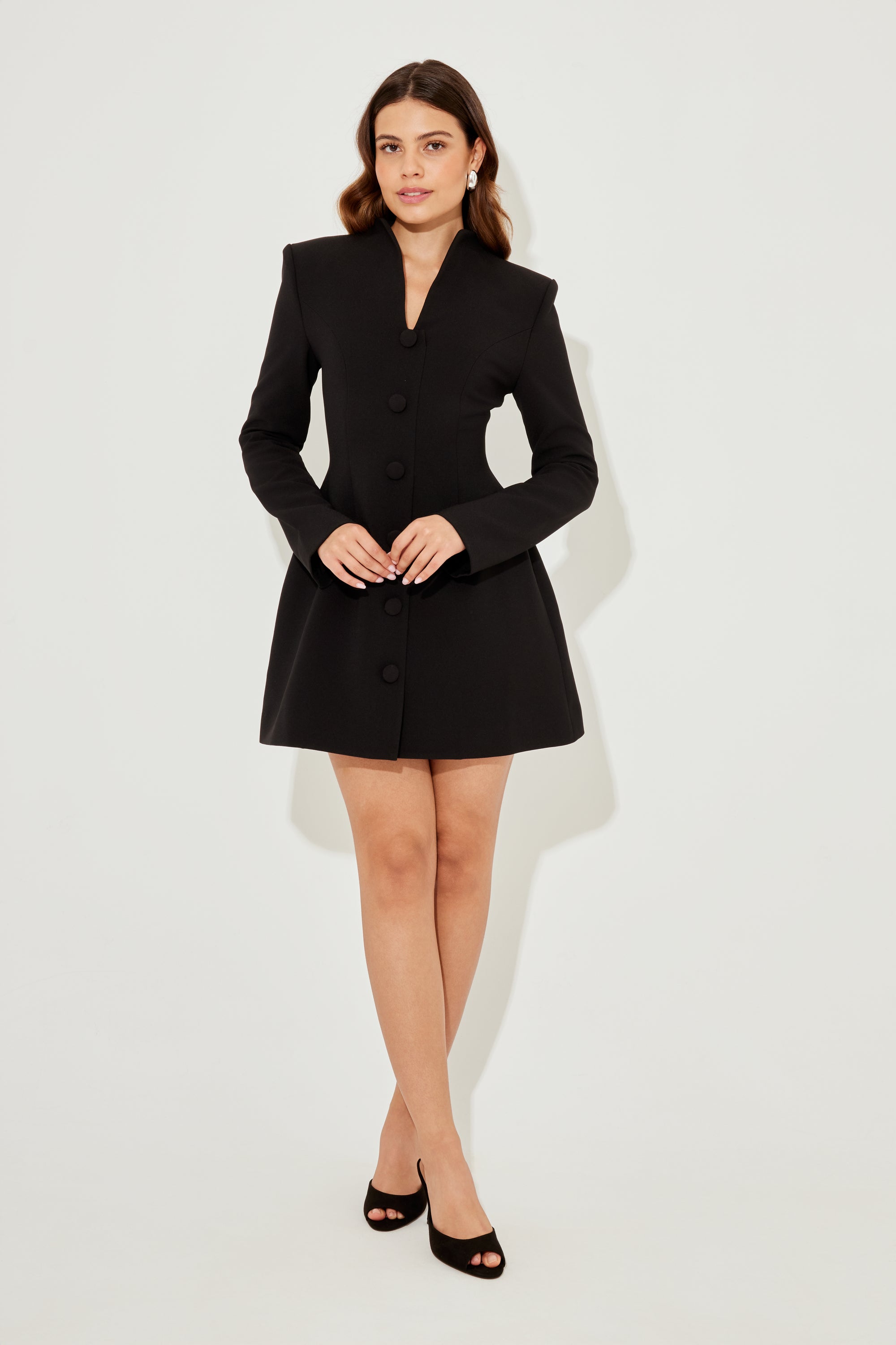 The Ultimate Muse Long Sleeve Button Down Dress | Black
