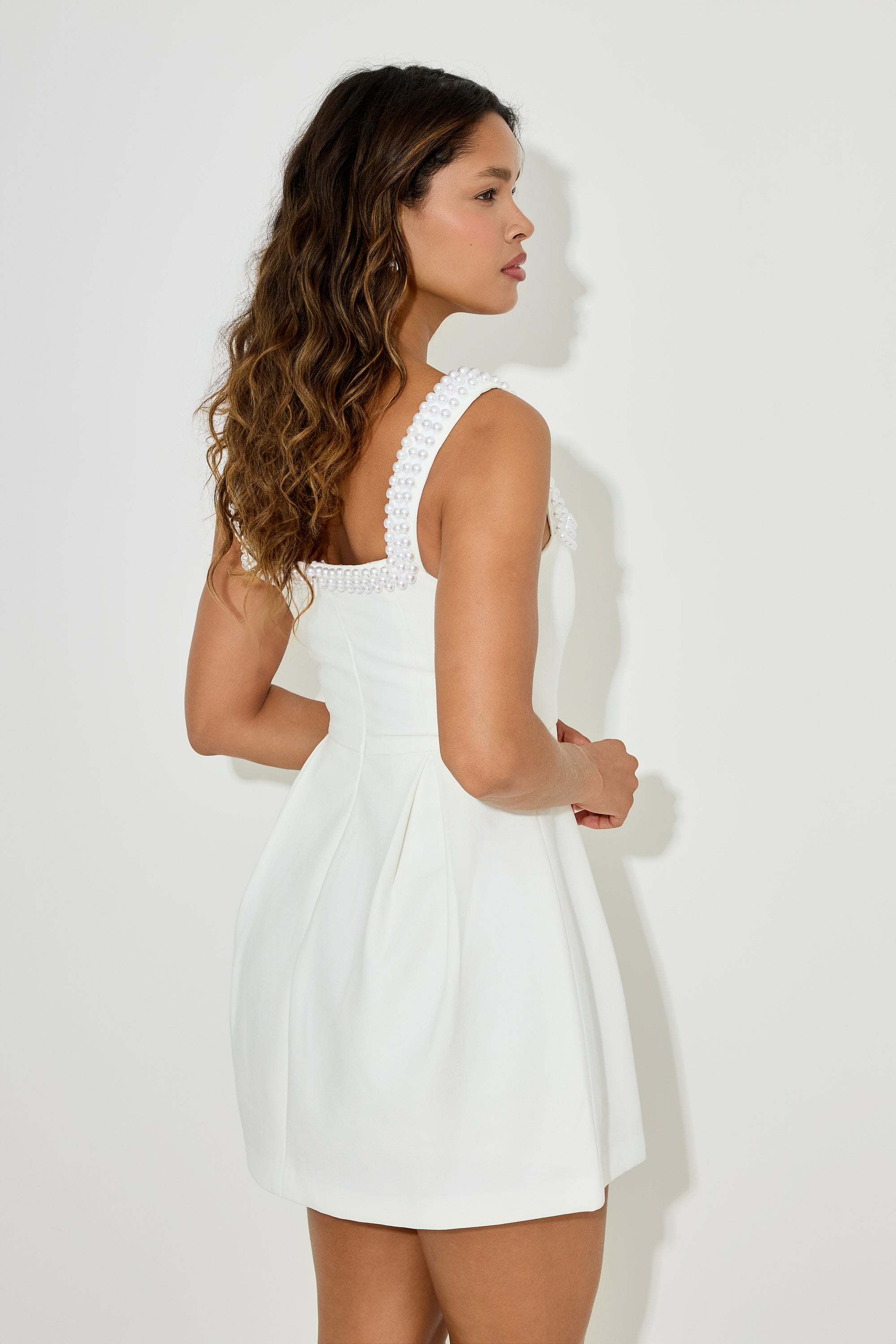 The Ultimate Muse Pearl Trim Mini Dress