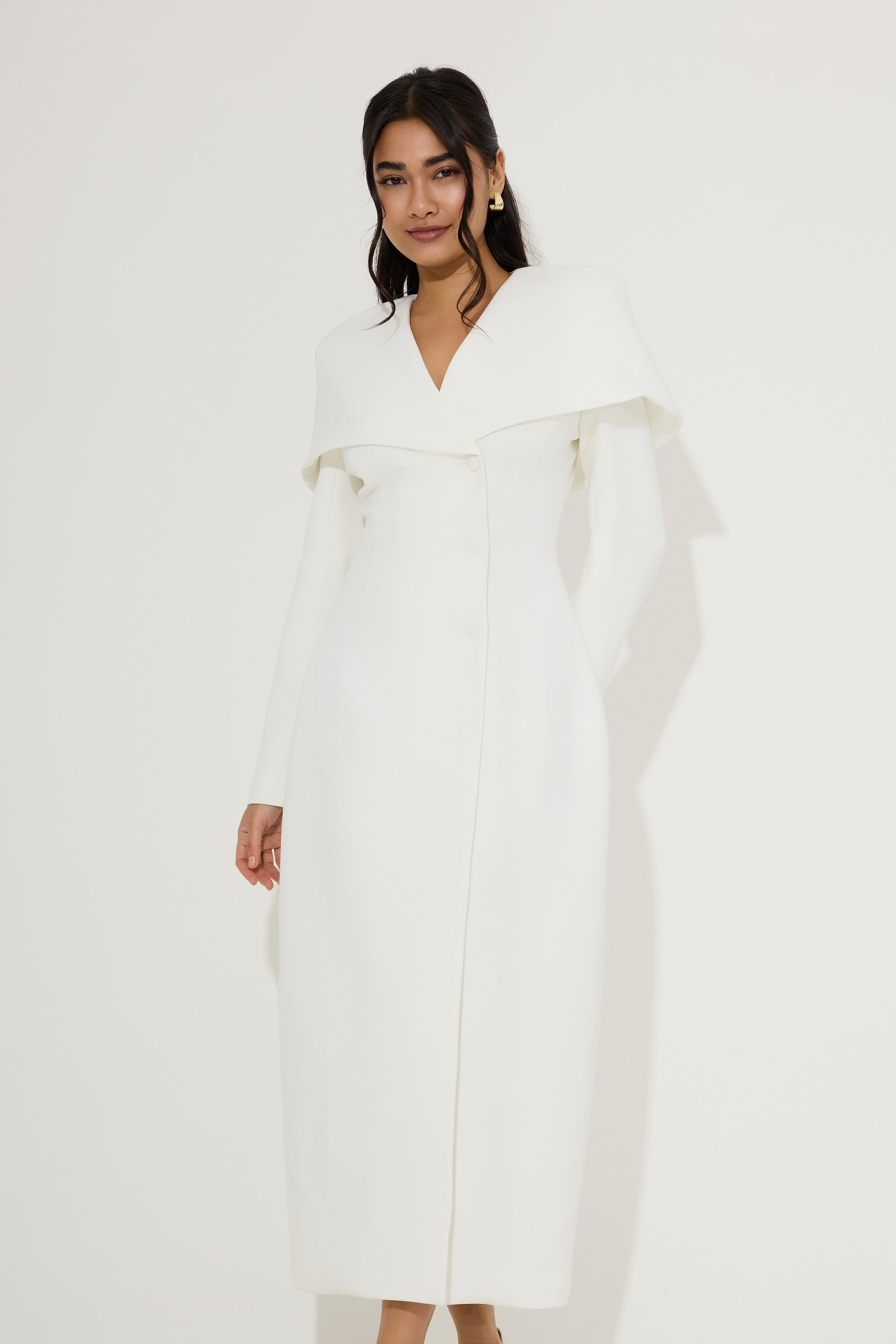 white collar midi dress Statement Collar Midi Dress – Odd Muse Middle East