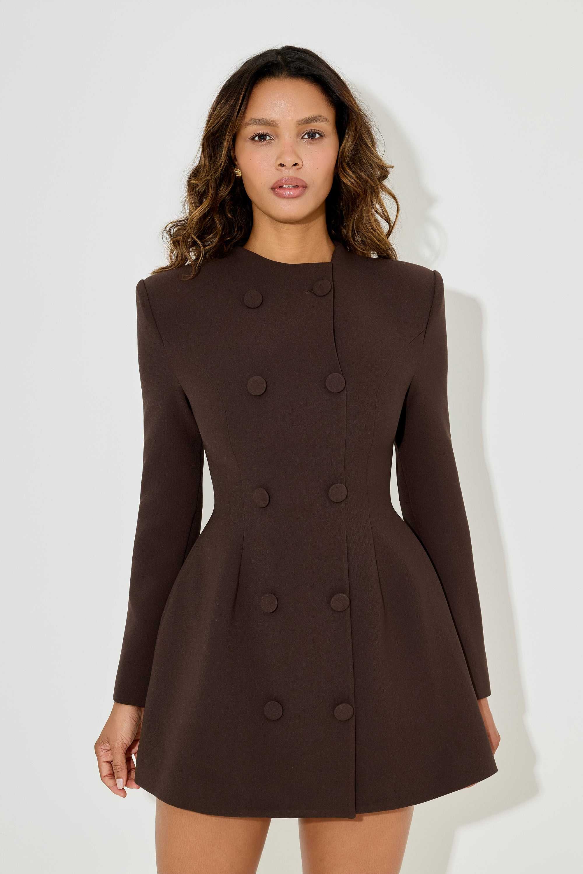The Ultimate Muse Button Mini Dress | Chocolate