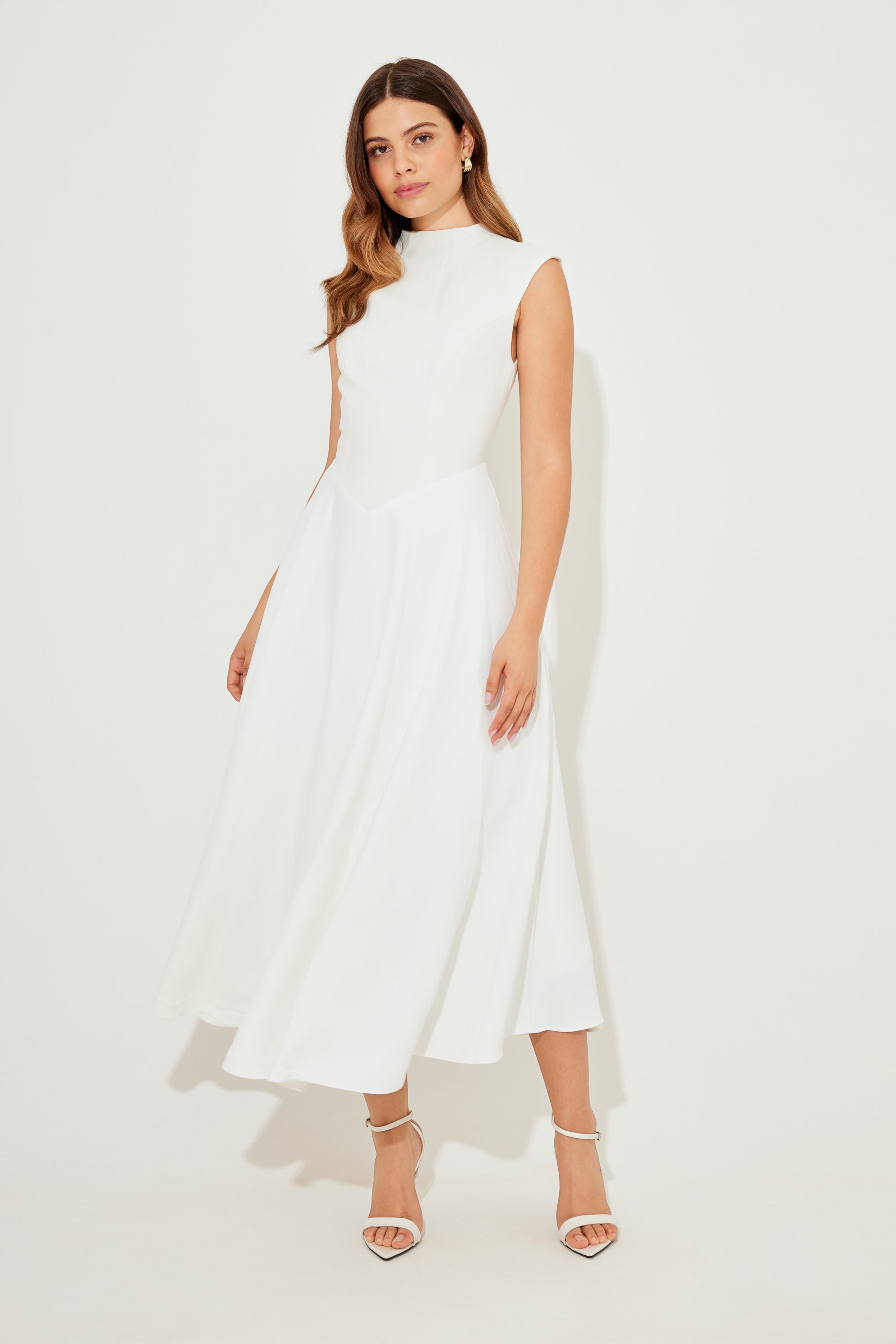 The Ultimate Muse Sleeveless High Waist Midi Dress | White