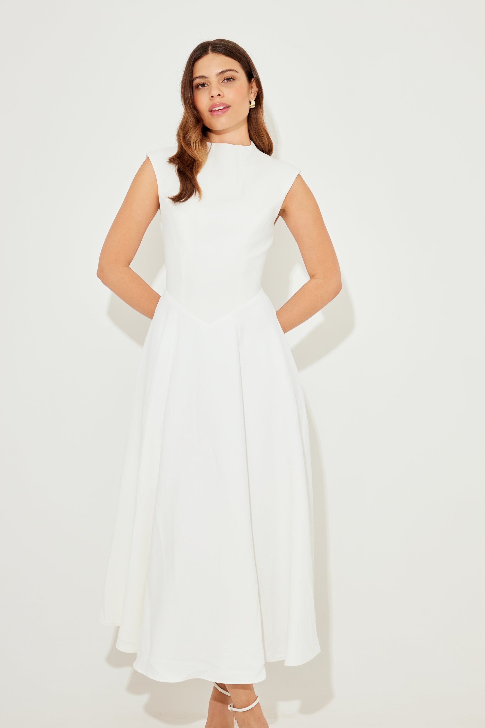 The Ultimate Muse Sleeveless High Waist Midi Dress | White