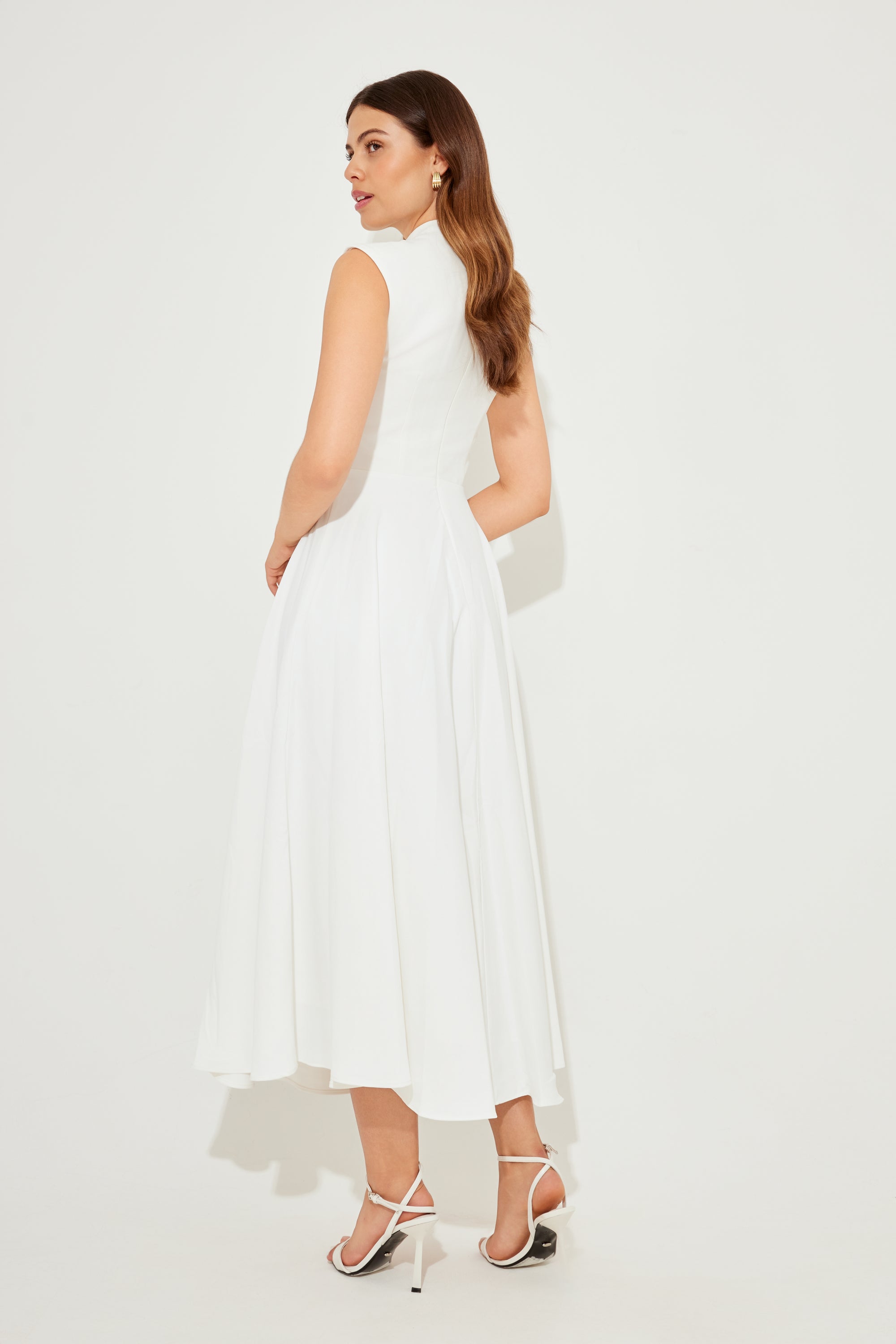 The Ultimate Muse Sleeveless High Waist Midi Dress | White