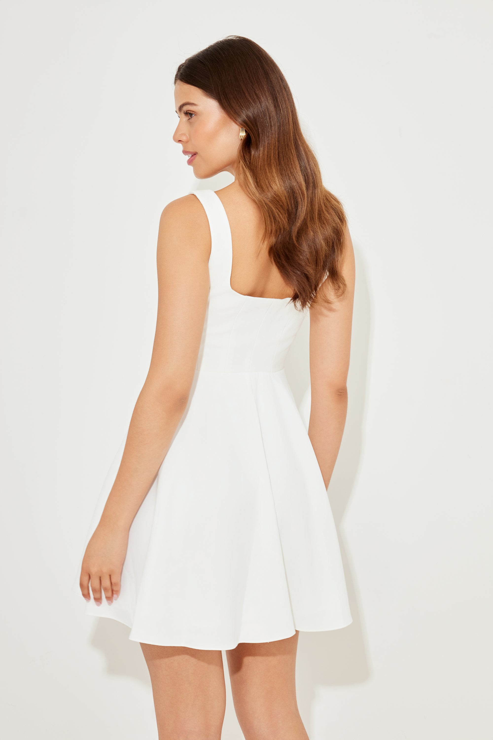 The Ultimate Muse High Waist Square Neck Mini Dress | White