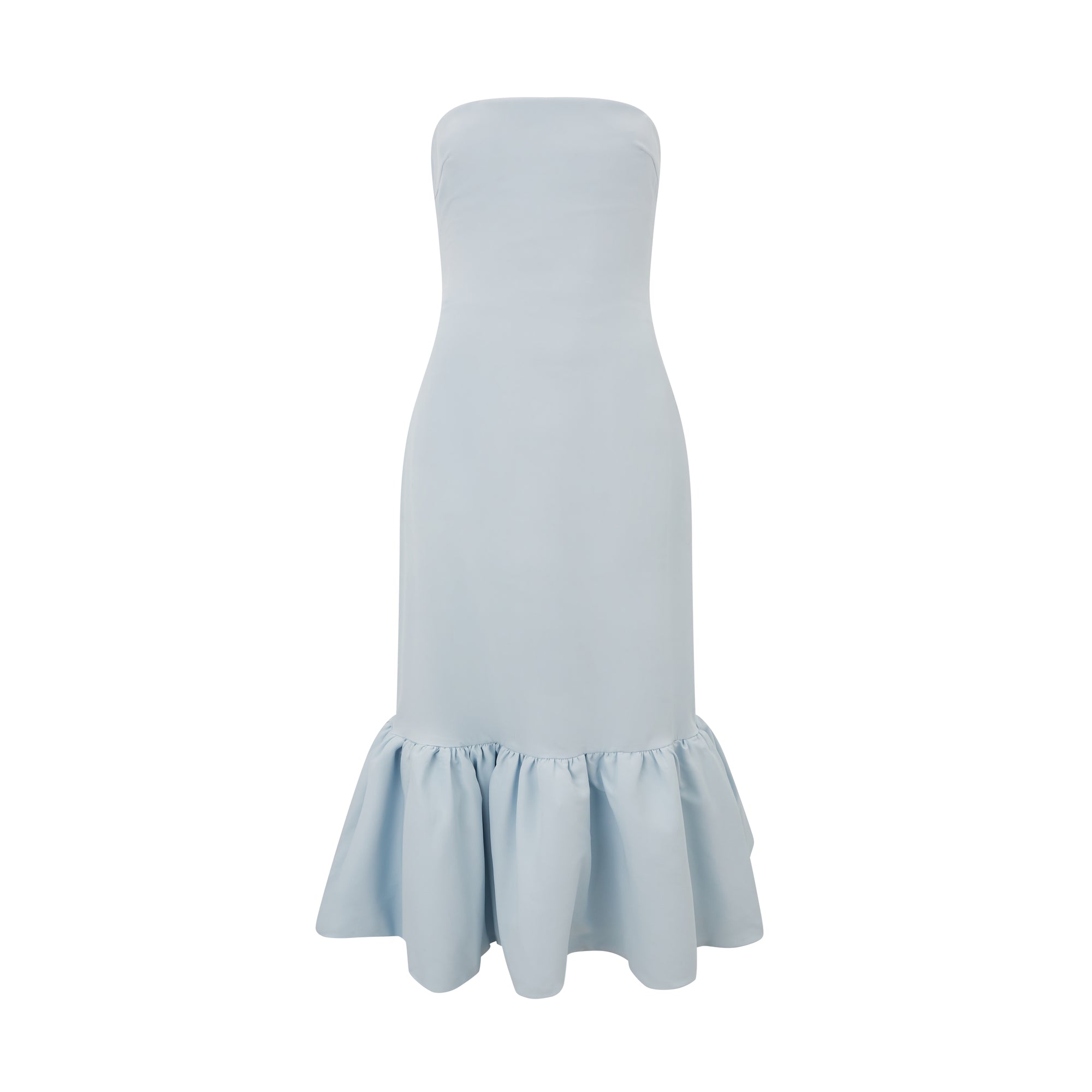 The Ultimate Muse Strapless Peplum Hem Midi Dress | Blue