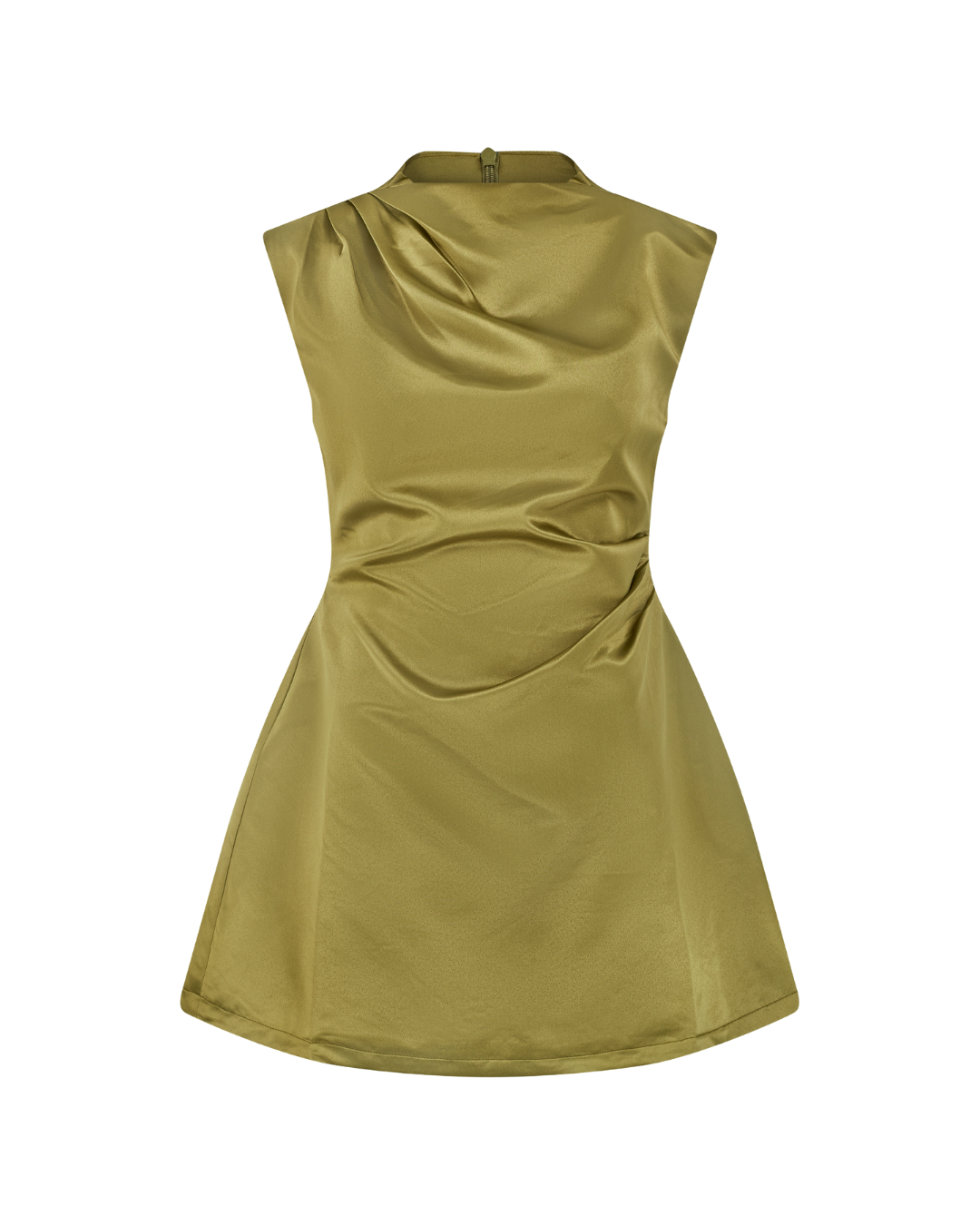 Satin Straight Neck Mini Dress