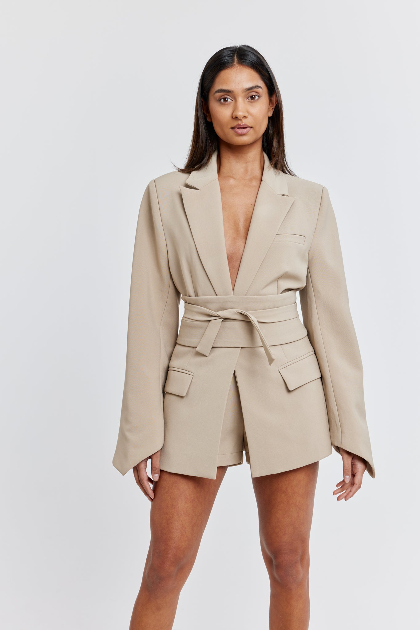 Ultimate Muse Blazer with Additional Belts | Taupe