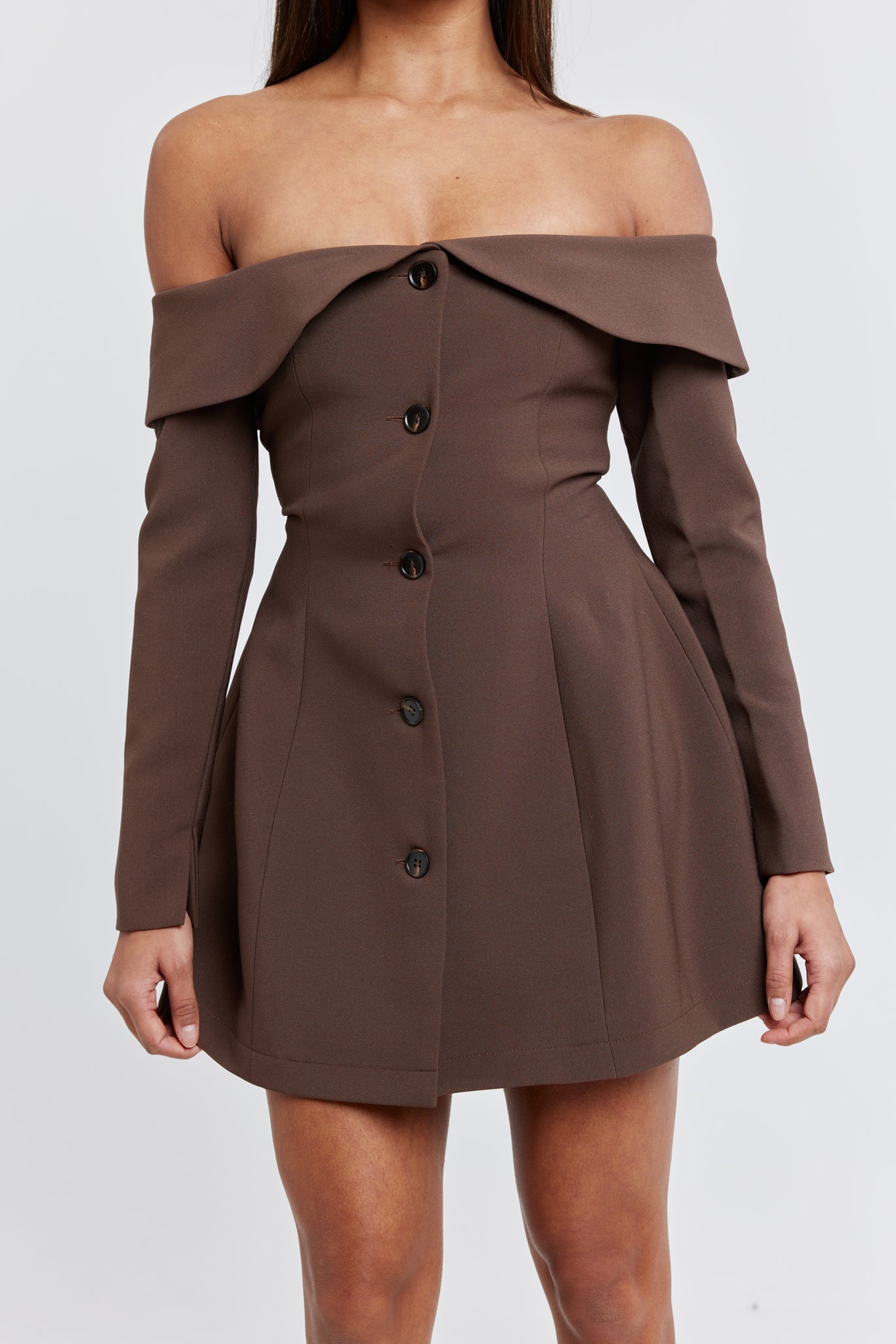 The Ultimate Muse Button Up Mini Dress | Chocolate Brown