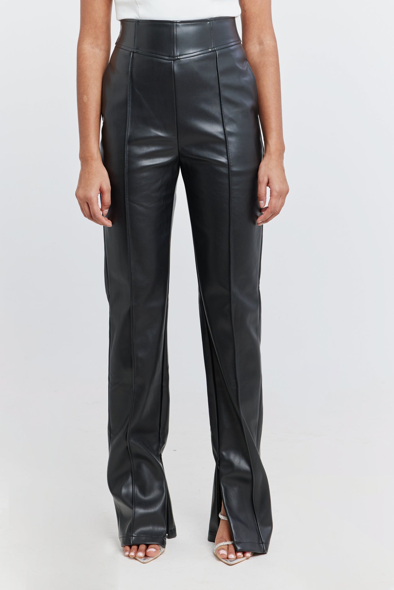 The Ultimate Muse Straight Leg Leather Trousers | Black