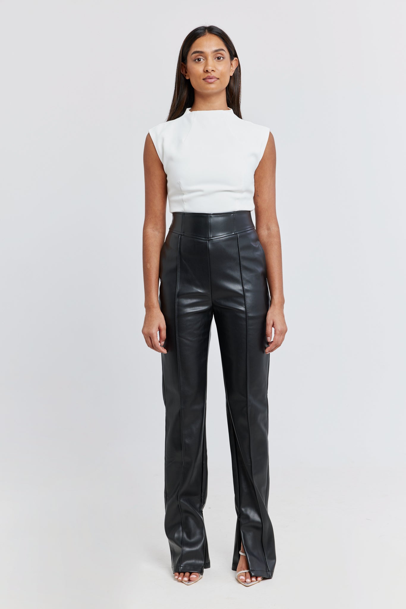 The Ultimate Muse Straight Leg Leather Trousers | Black