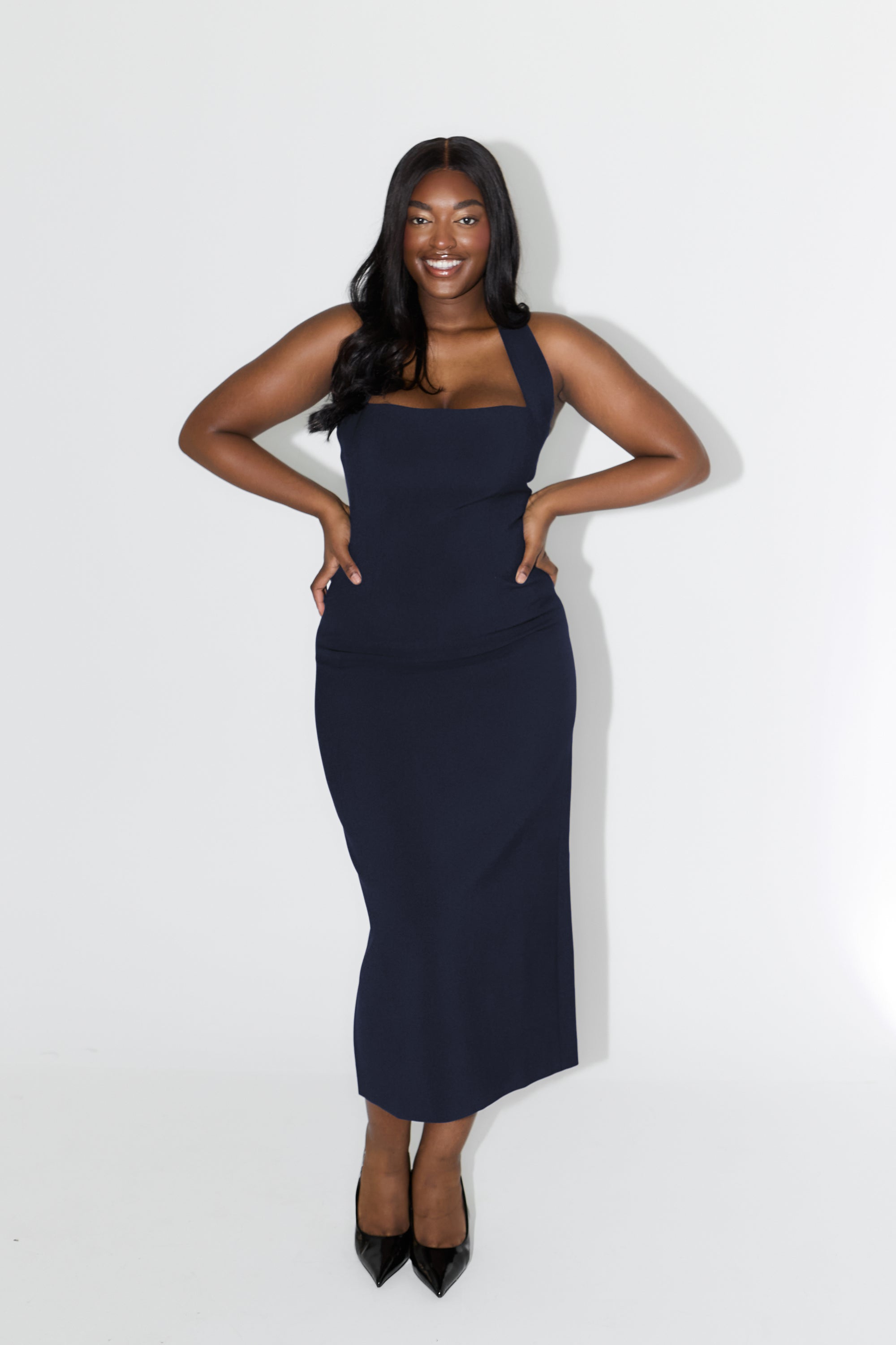 The Ultimate Muse Halter Neck Midi Dress | Navy