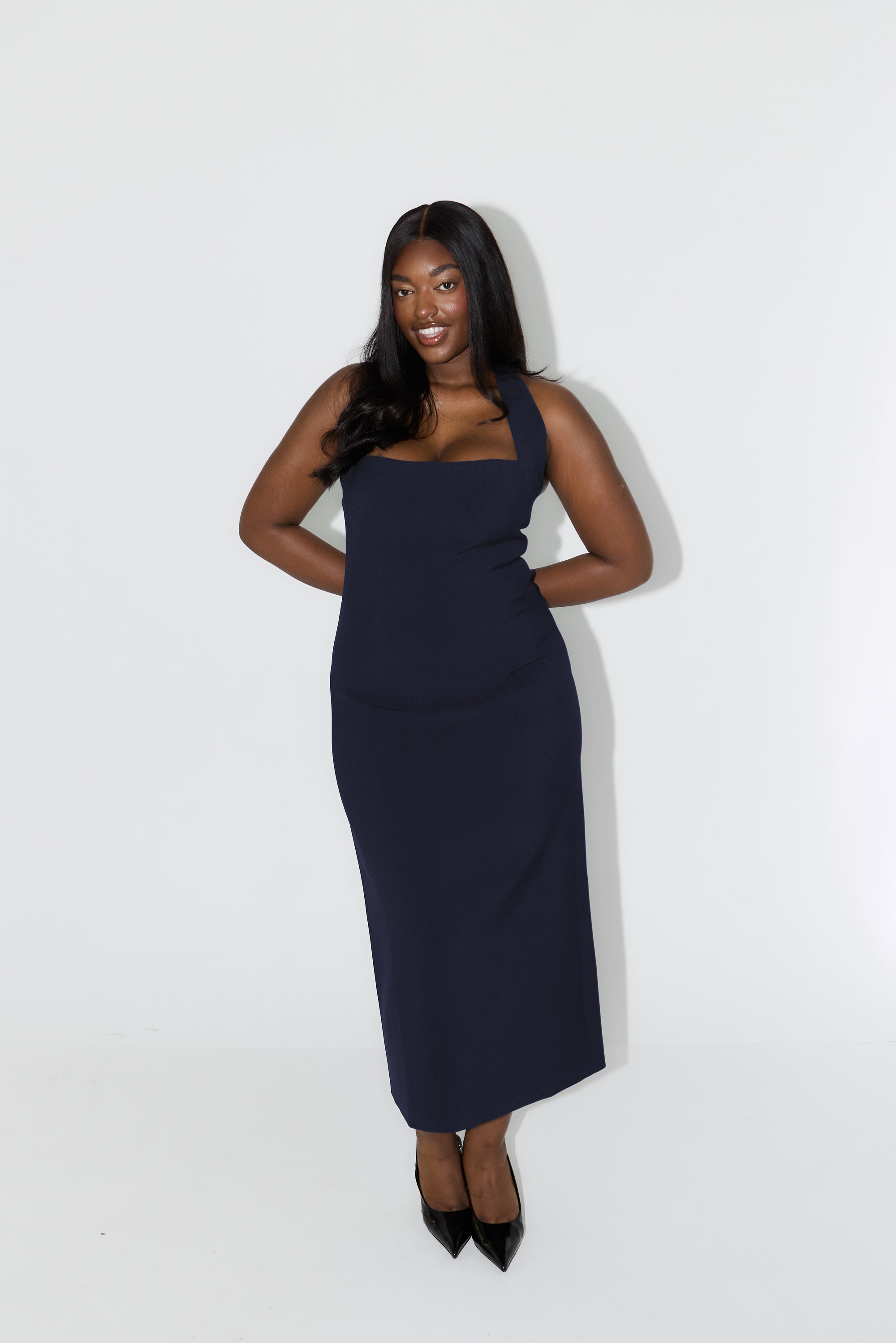 The Ultimate Muse Halter Neck Midi Dress | Navy