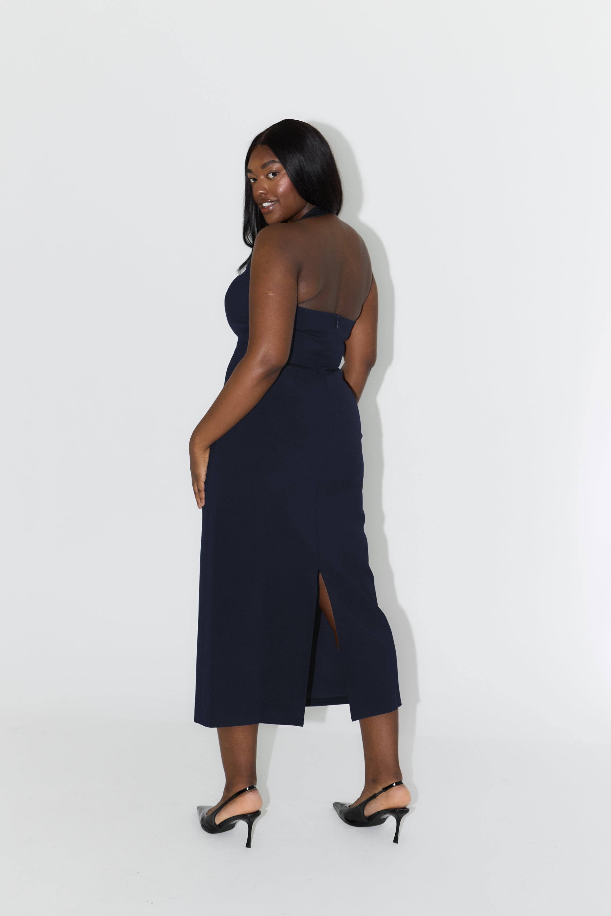 The Ultimate Muse Halter Neck Midi Dress | Navy