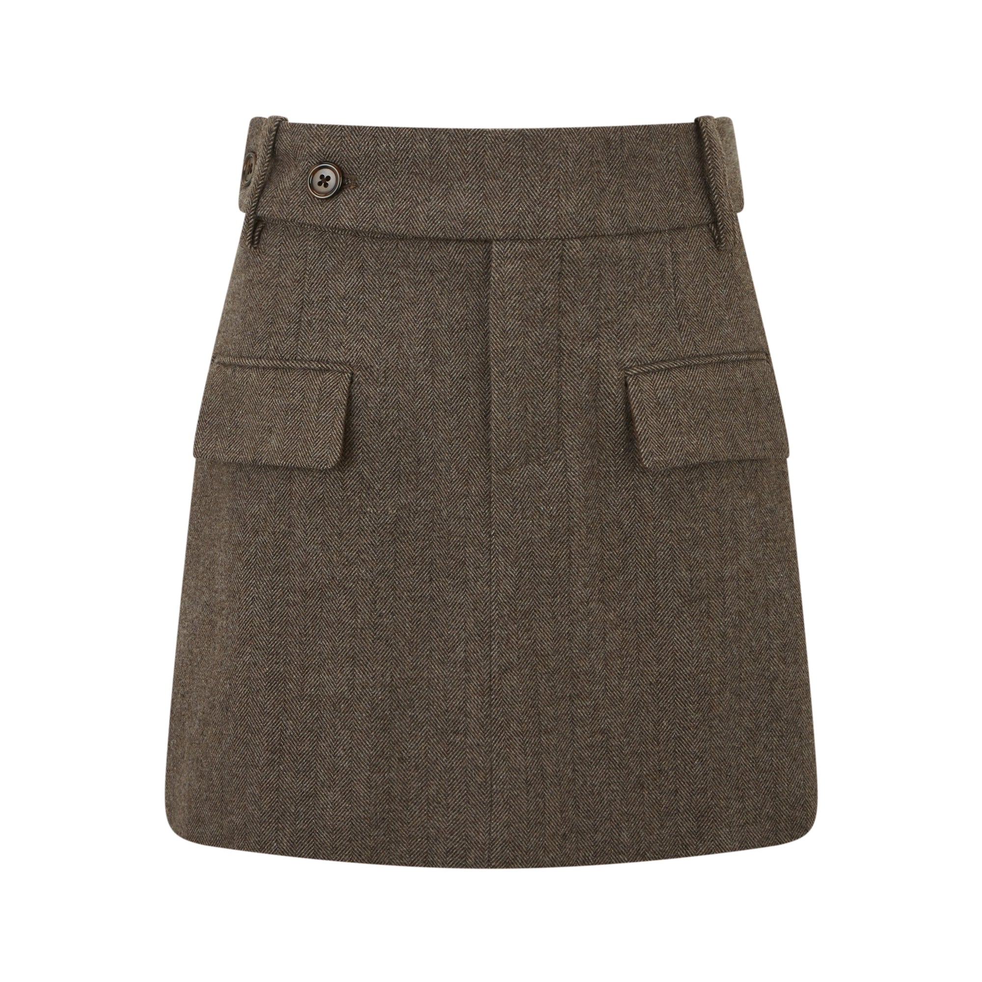 The Ultimate Muse Herringbone Mini Skirt | Dark Brown