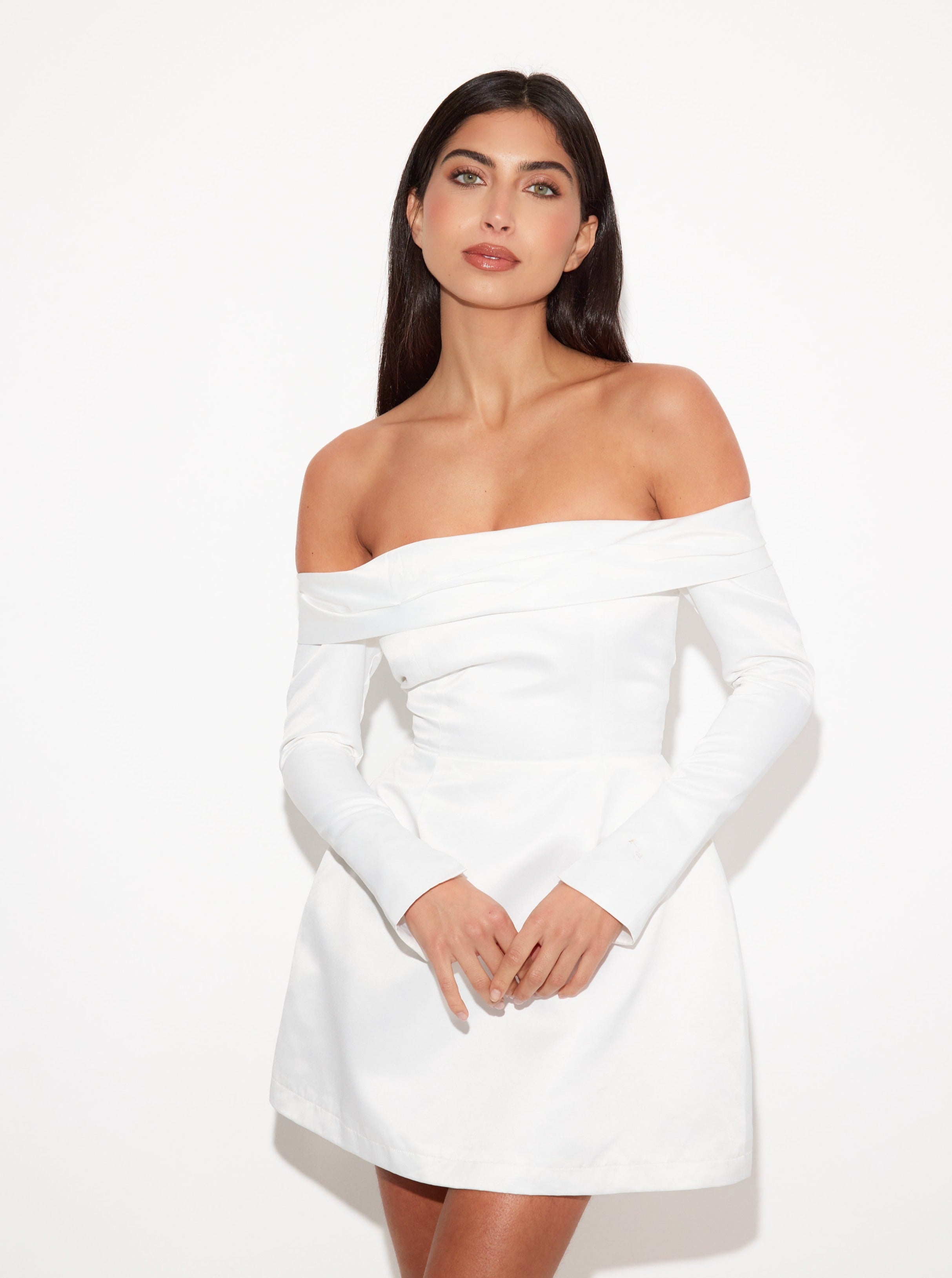 White bardot hot sale mini dress