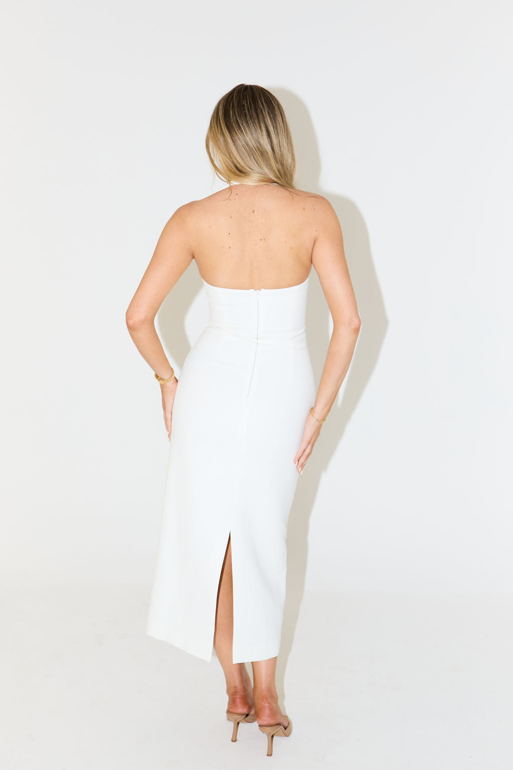 The Ultimate Muse Halter Neck Midi Dress | White