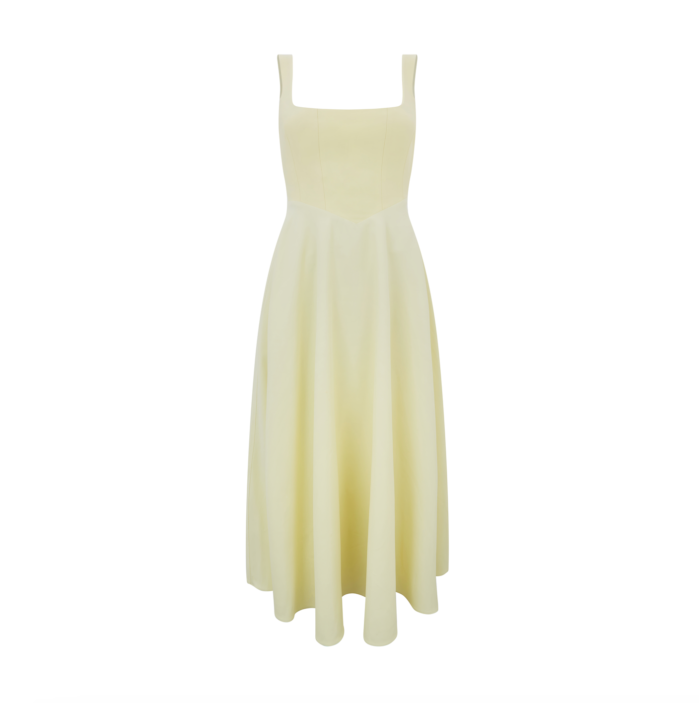 The Ultimate Muse High Waist Square Neck Midi Dress | Lime Cream