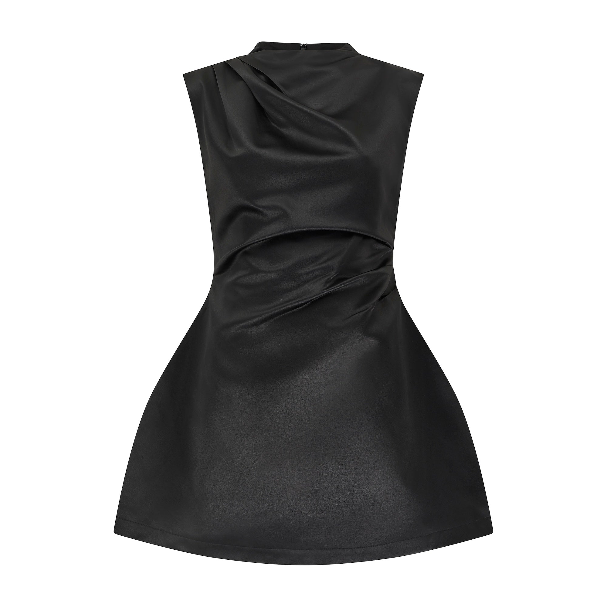 Satin Straight Neck Mini Dress