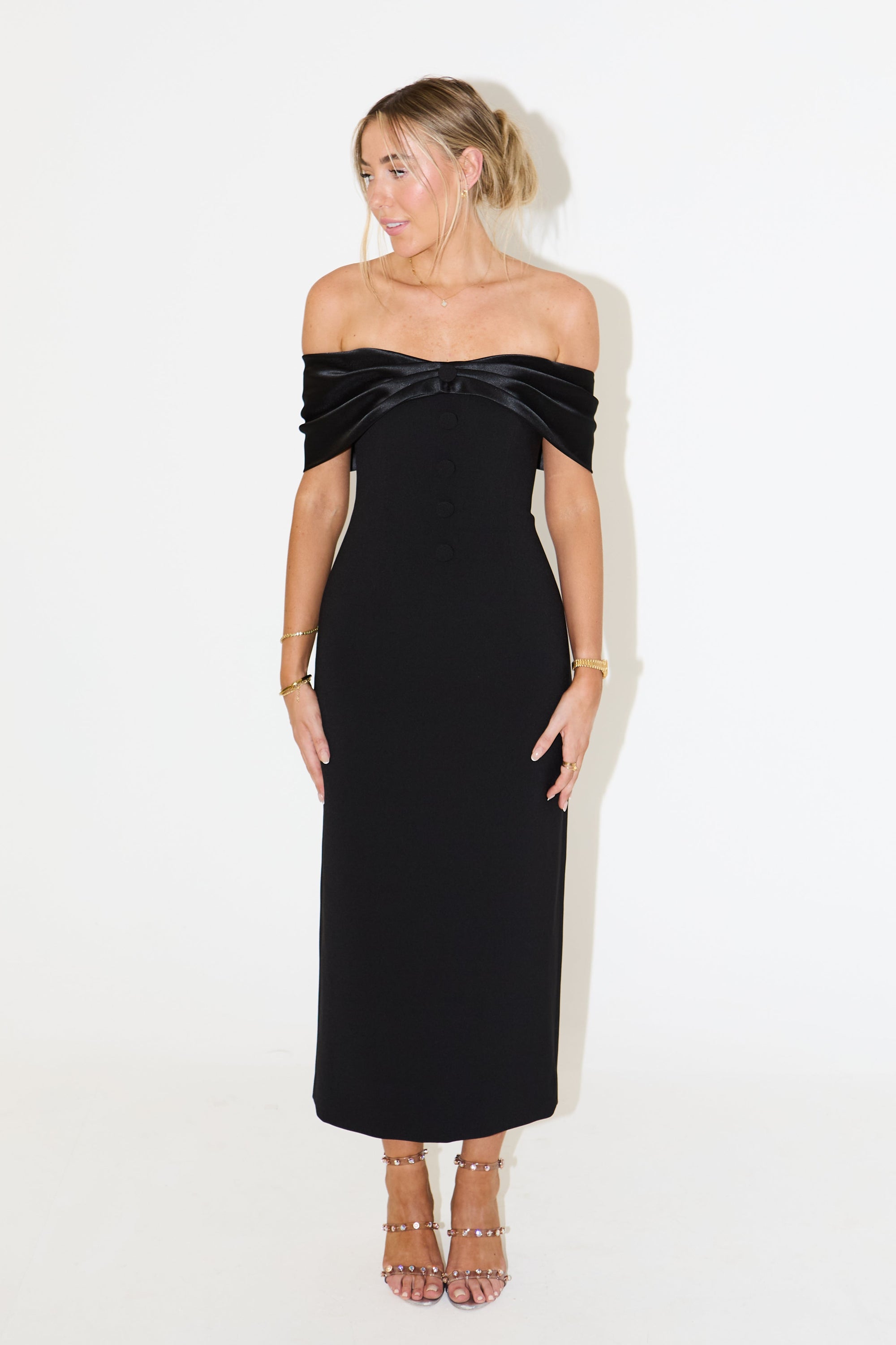 The Ultimate Muse Bow Midi Dress | Black