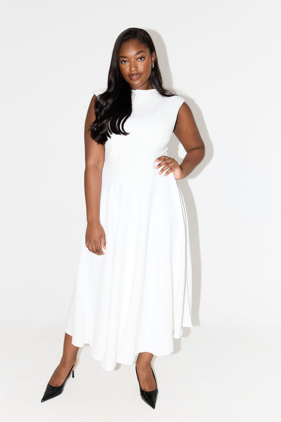 The Ultimate Muse Sleeveless High Waist Midi Dress | White