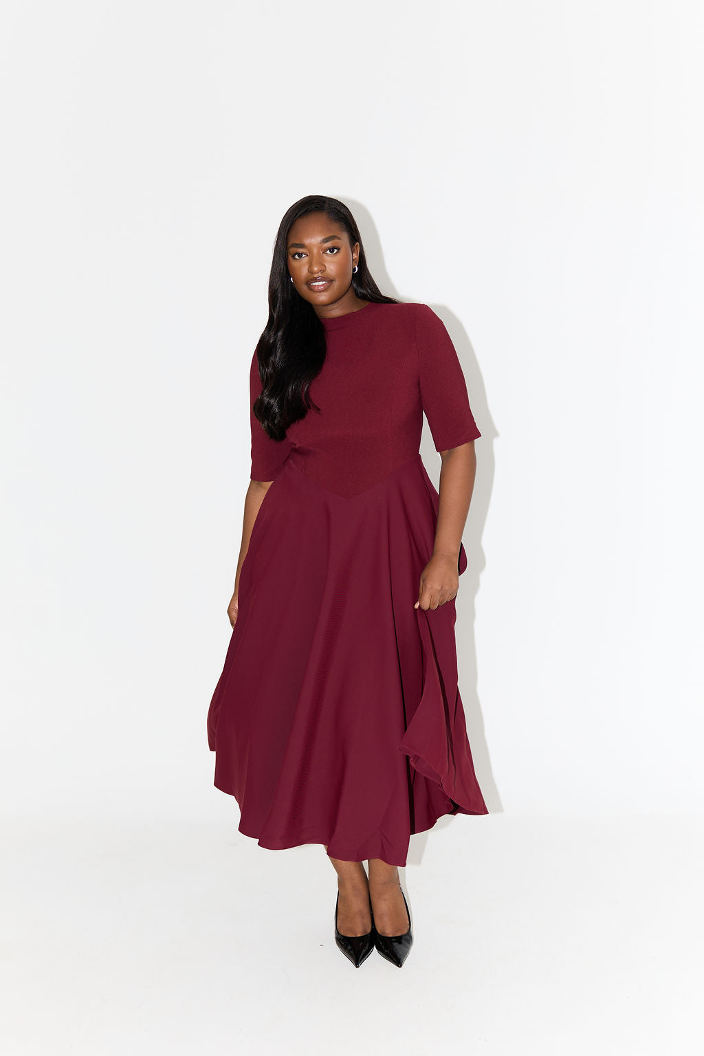 The Ultimate Muse Half Length Sleeve Midi Dress | Bordeaux