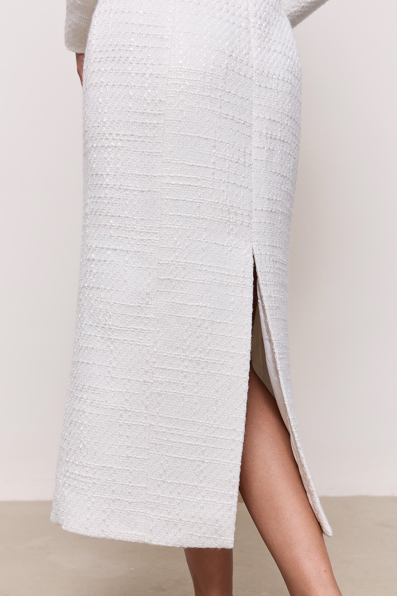 Bouclé Button Midi Dress