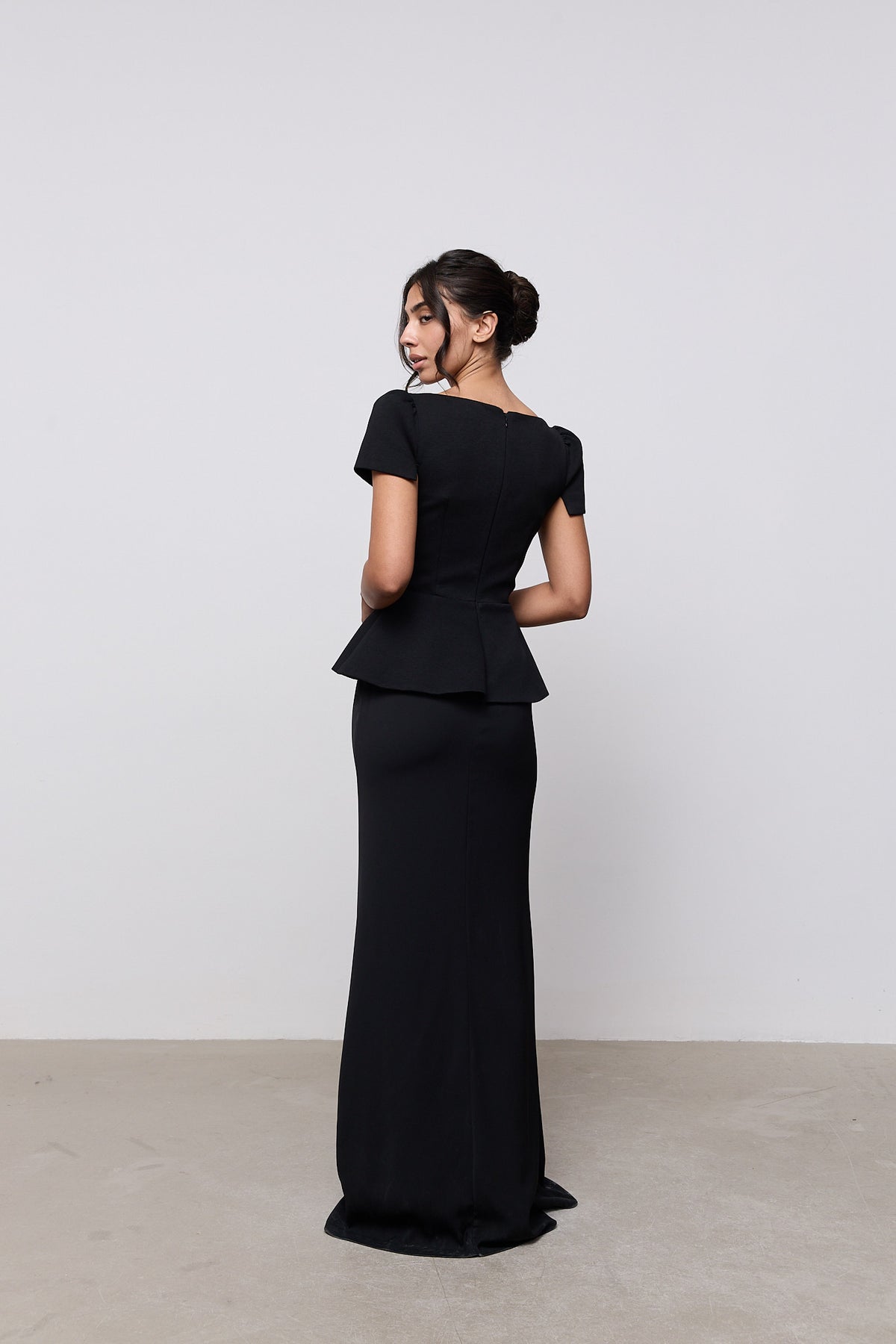 Cap Sleeve Peplum Gown