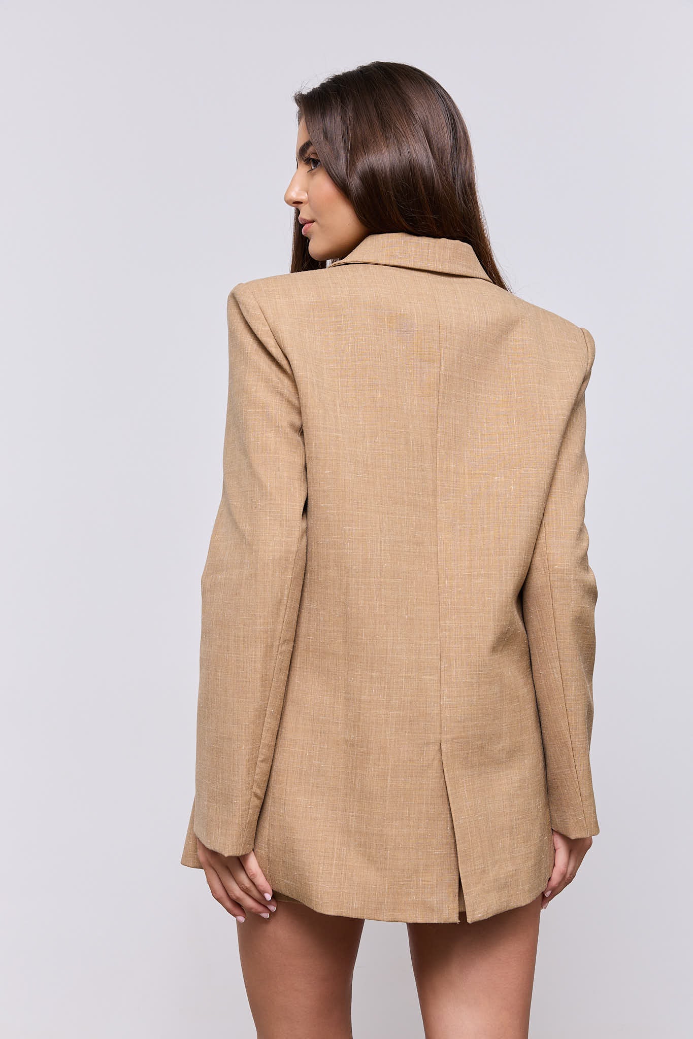 Checked Wool Mix Oversized Blazer