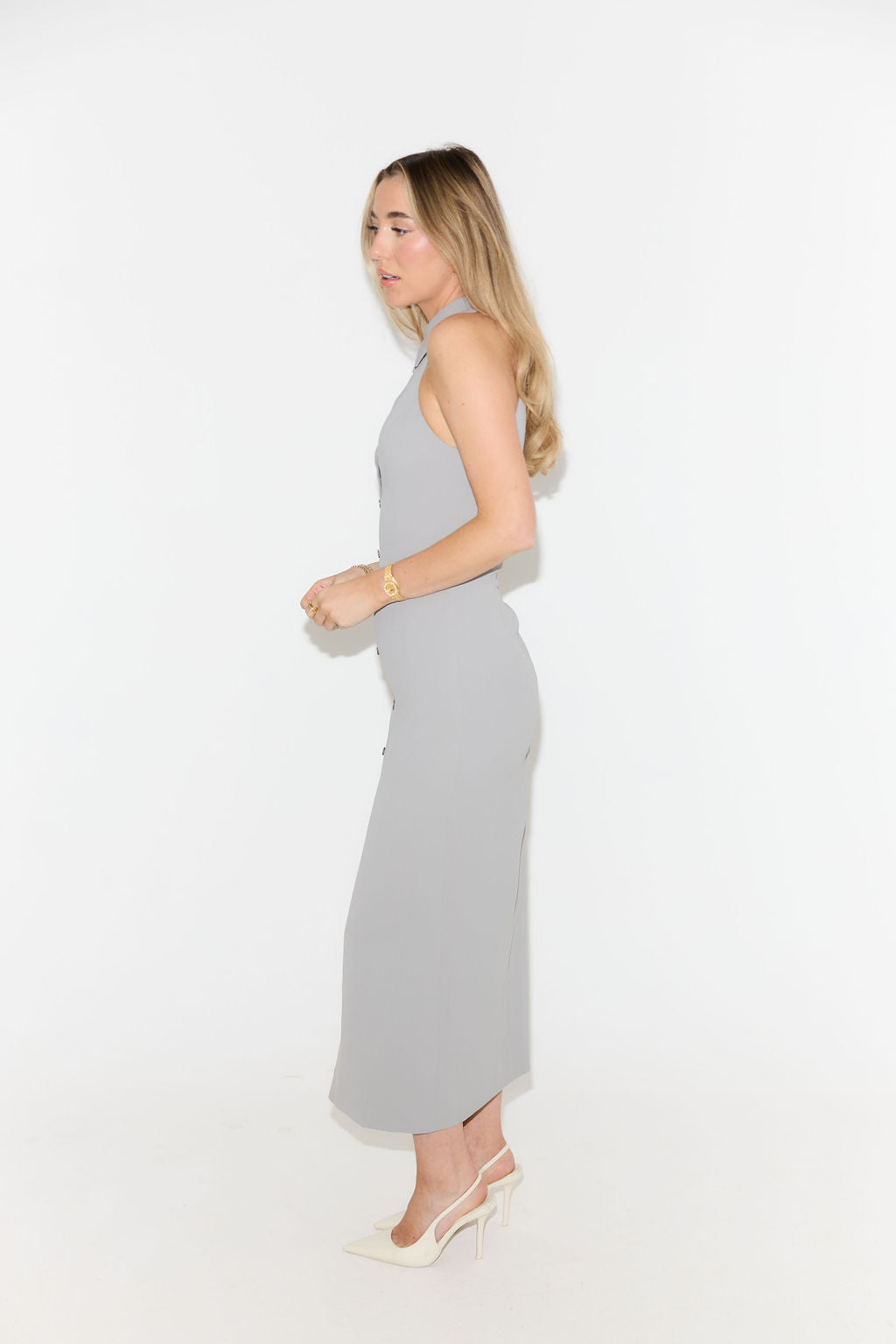 The Ultimate Muse Collar Maxi Dress | Grey