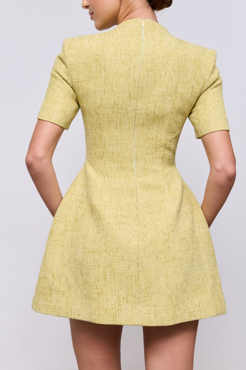 Cotton Mix Bouclé Button Dress