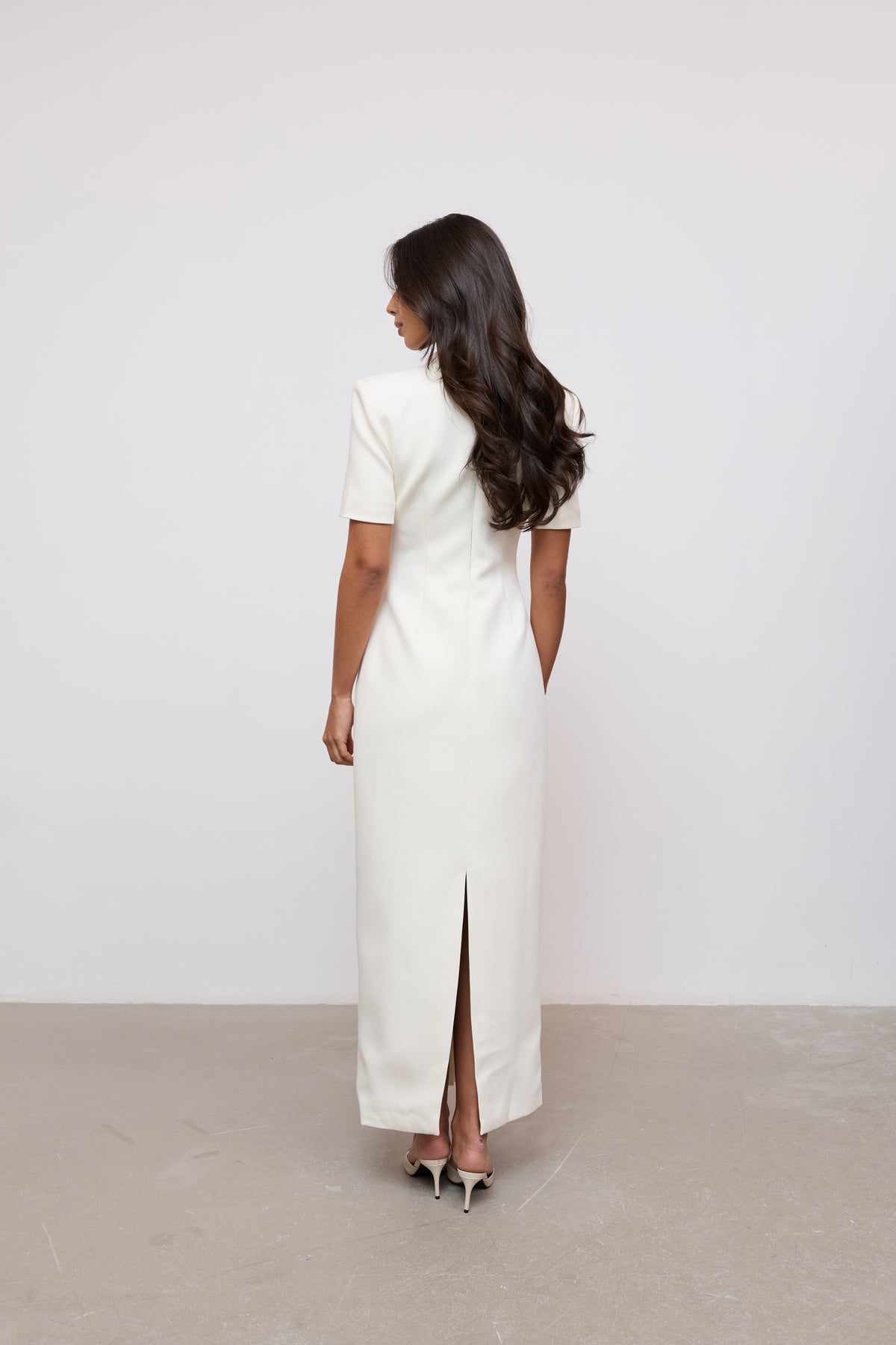 Cotton Mix Button Midi Dress