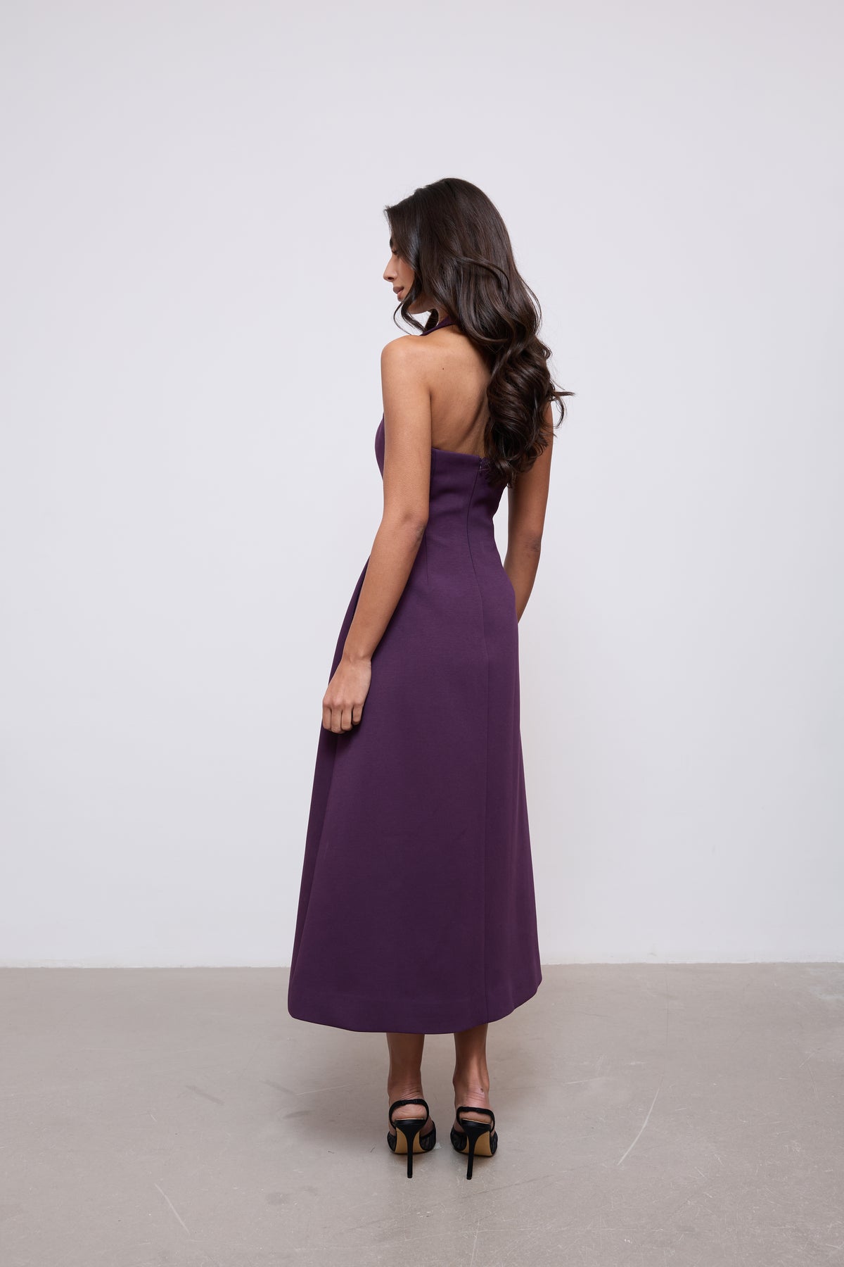 Cotton Mix Halter Midi Dress