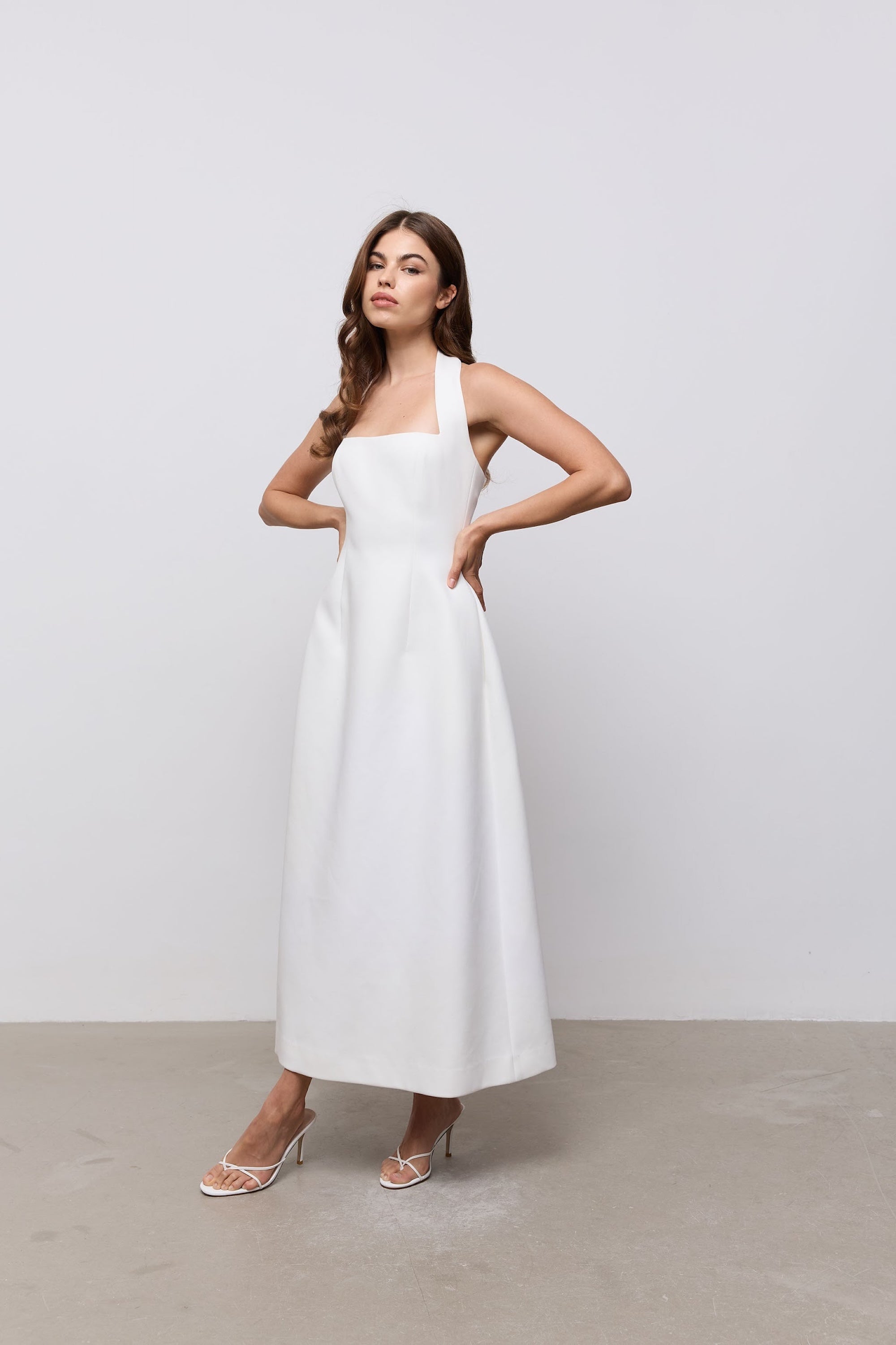 halter midi white dress Cotton Mix Halter Midi Dress – Odd Muse Middle East