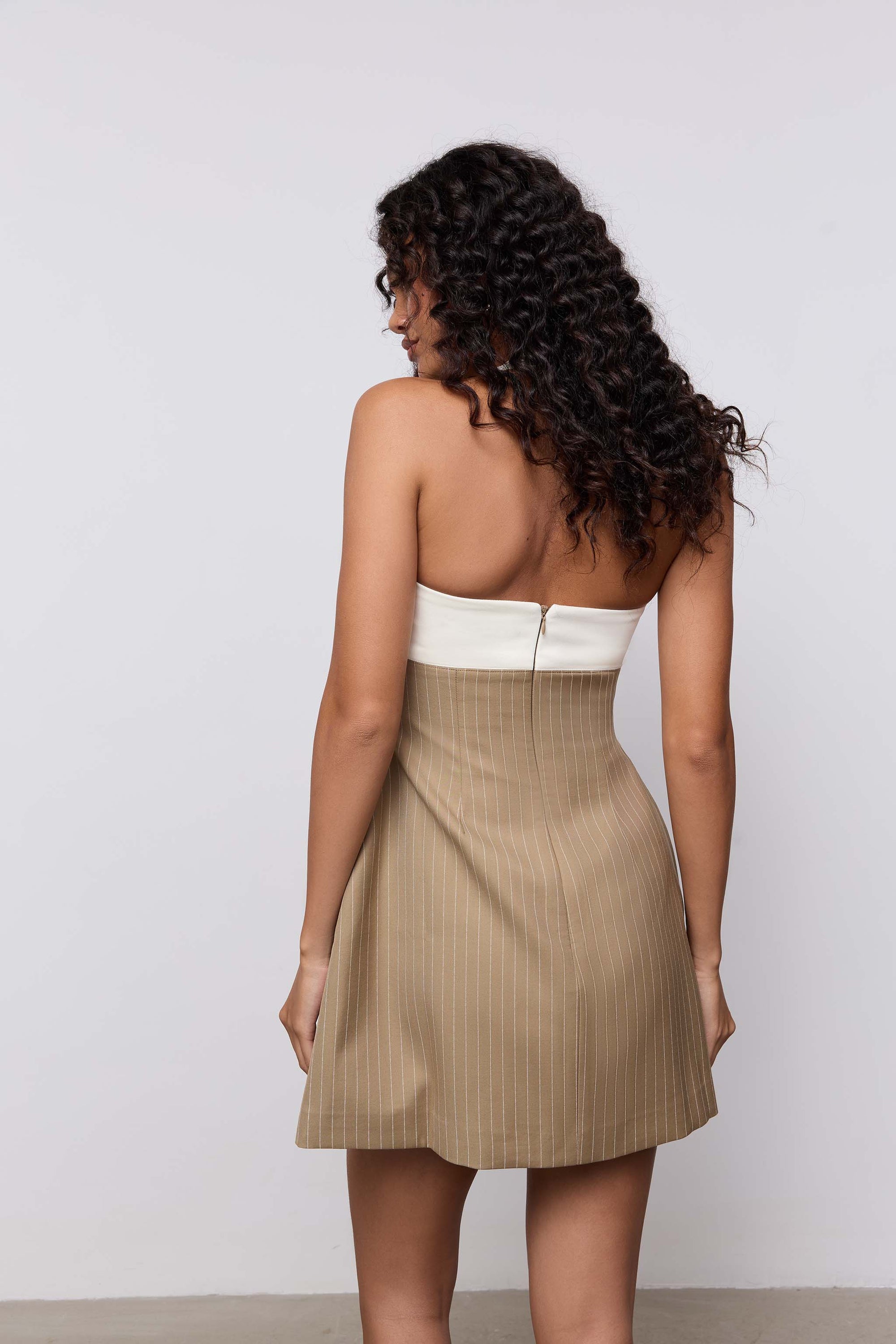 Cotton Mix Pinstripe Mini Dress
