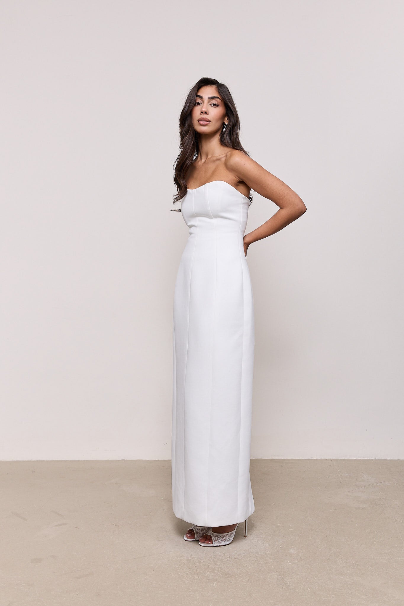 Cotton Mix Strapless Maxi Dress