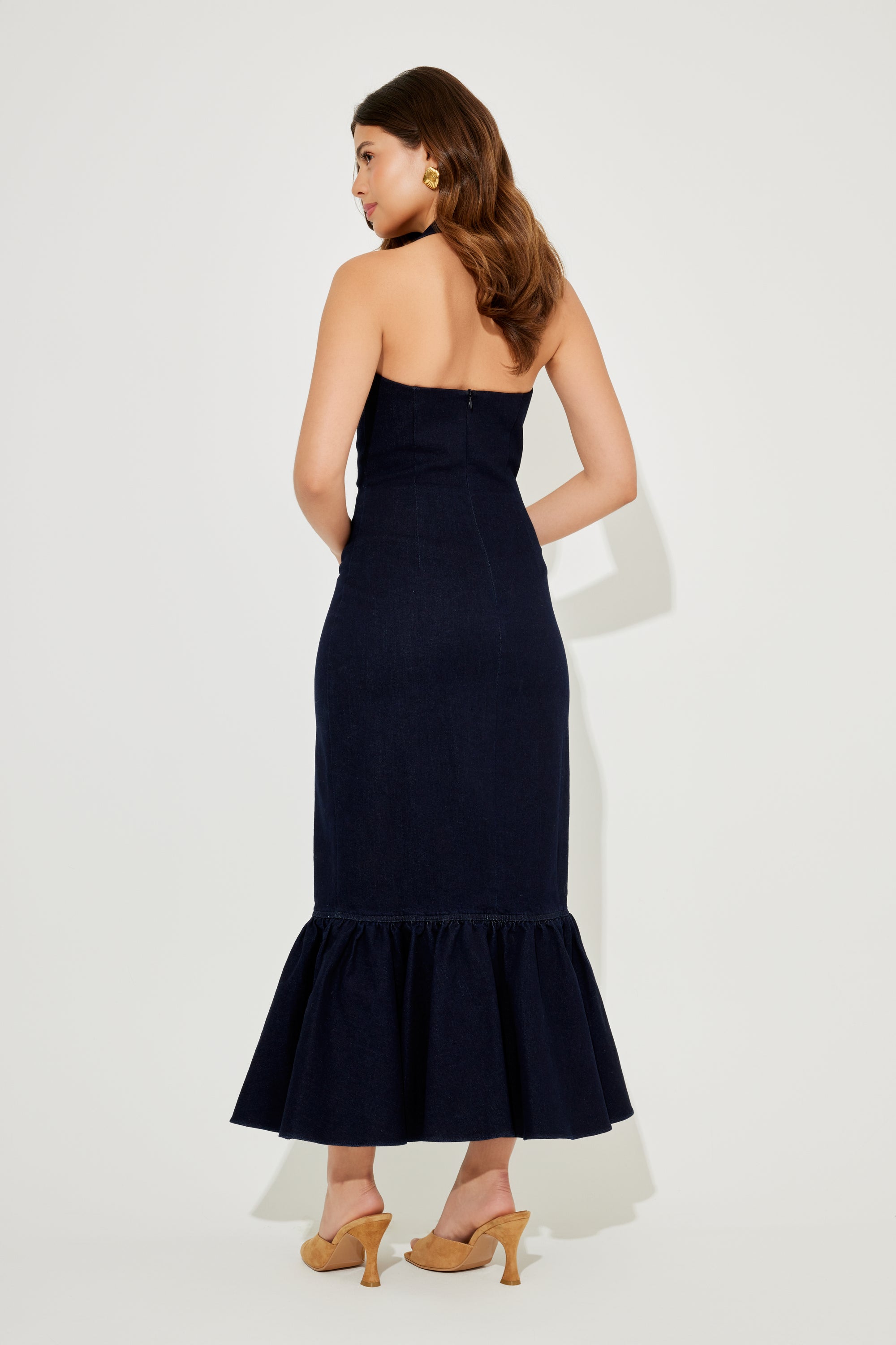 The Ultimate Muse Peplum Hem Midi Dress | Indigo Blue