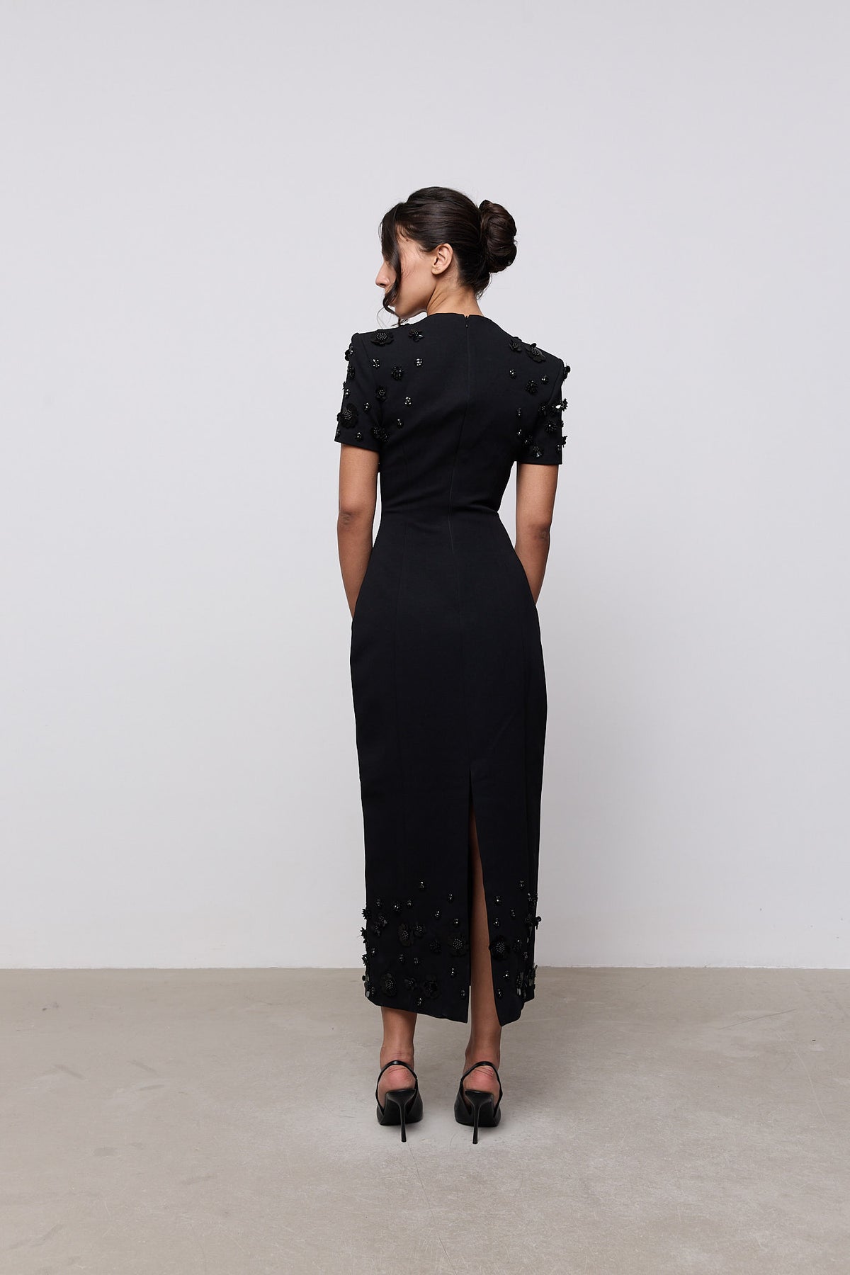 Embellished Appliqué Midi Dress